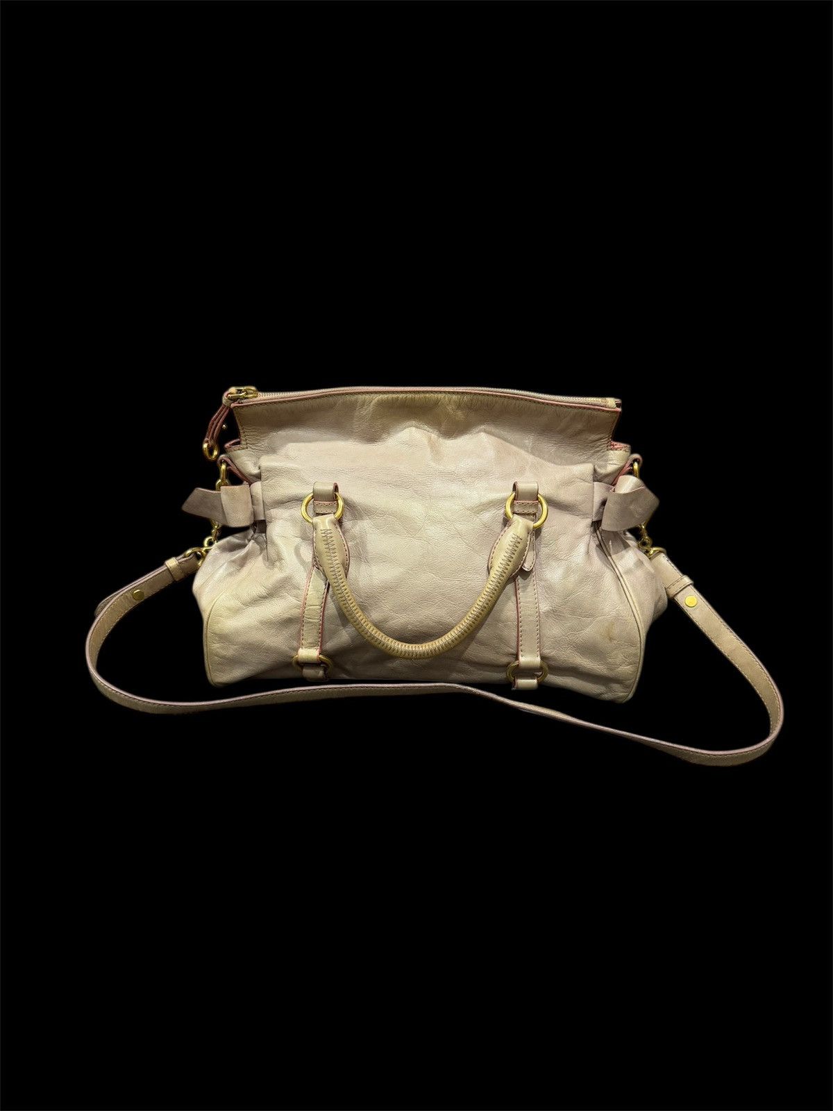 Genuine Leather × Miu Miu MIU MIU VITELLO LUXURY BOW BAG LEATHER DISTRESS ABSTRACT Size ONE SIZE - 2 Thumbnail