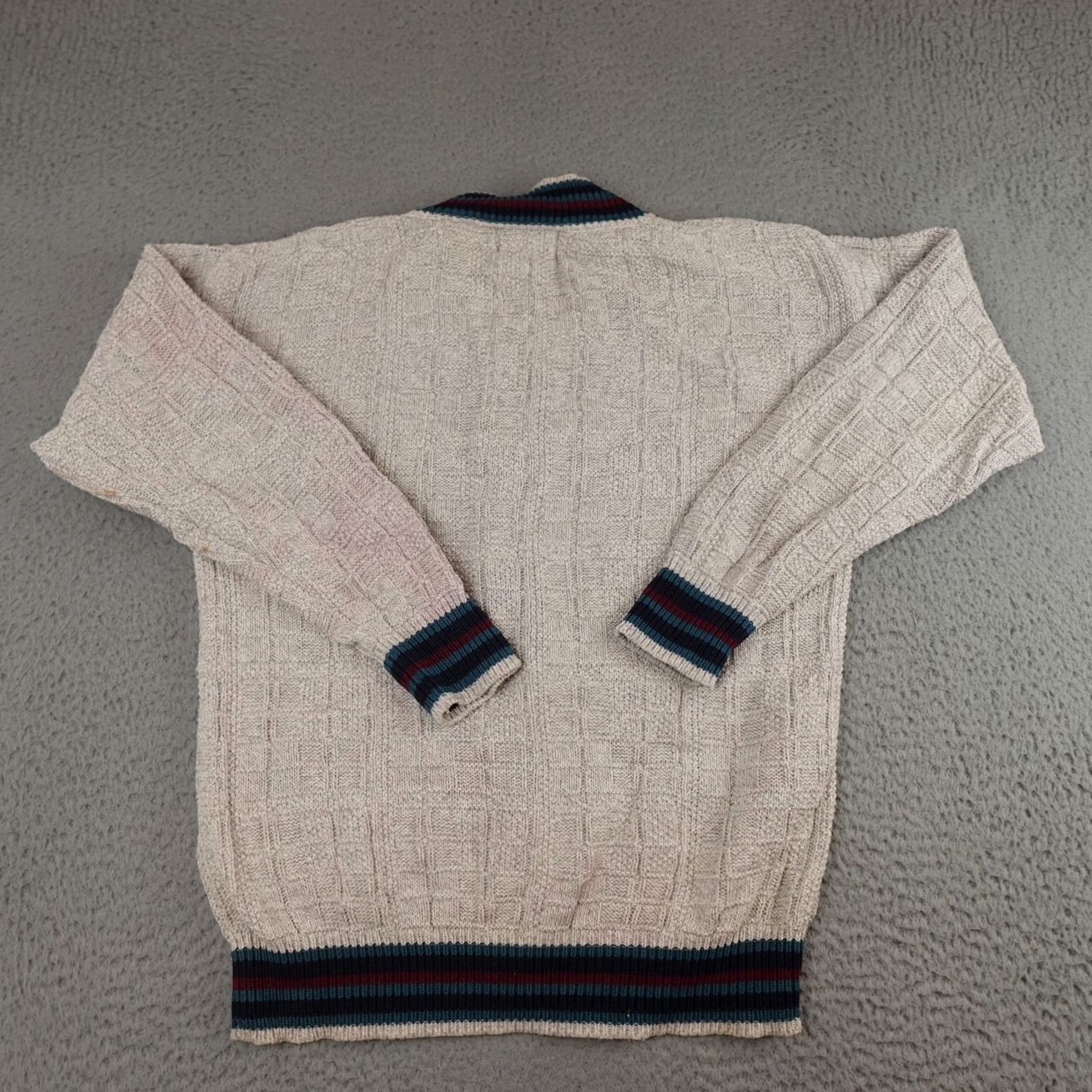 Van Heusen VINTAGE Van Heusen Sweater Mens XL Gray V-Neck Cable Knit Striped 90s Hipster Retro Size US XL / EU 56 / 4 - 2 Thumbnail