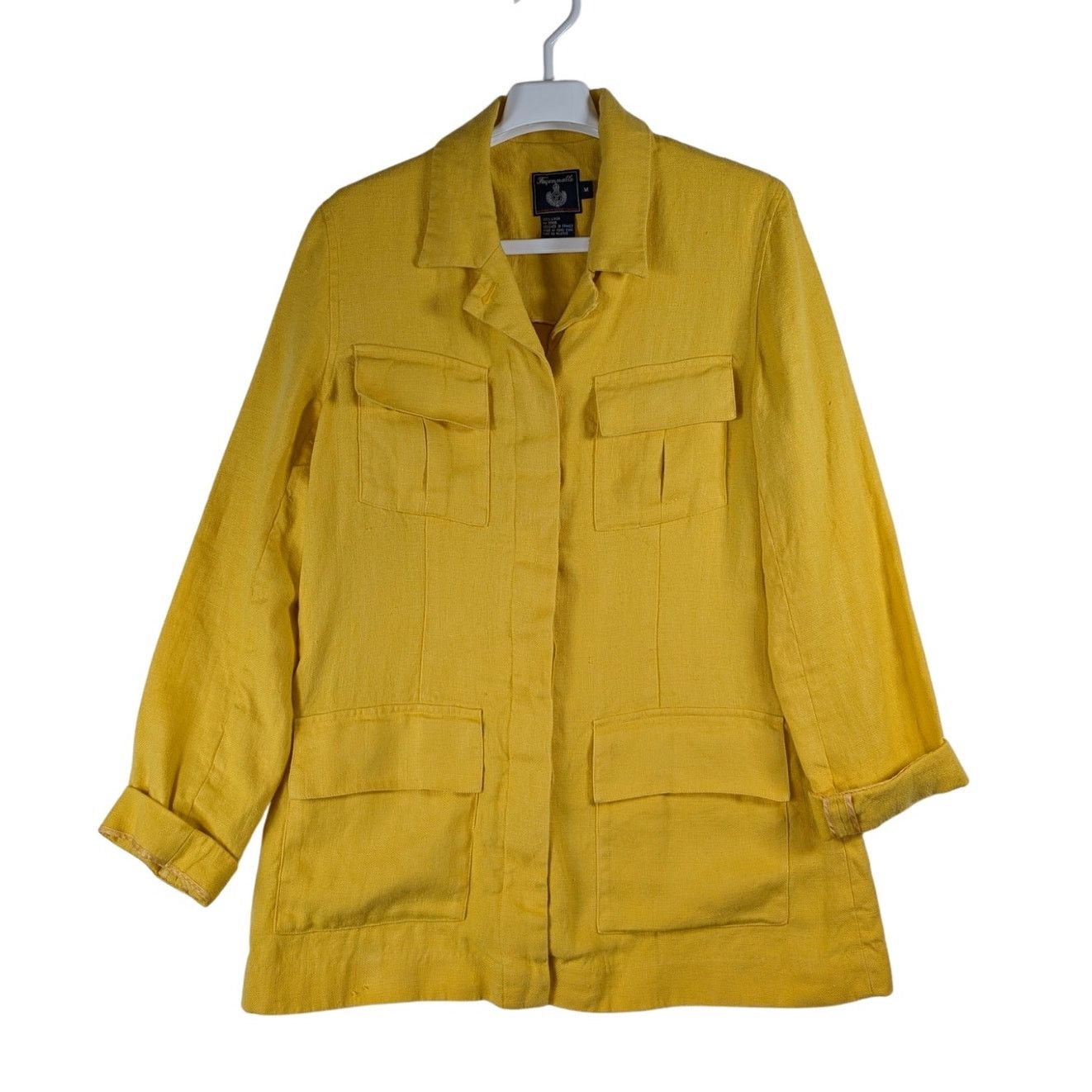 Faconnable Faconnable Yellow Linen Utility Jacket Women’s Size Medium M Size M / US 6-8 / IT 42-44 - 1 Thumbnail