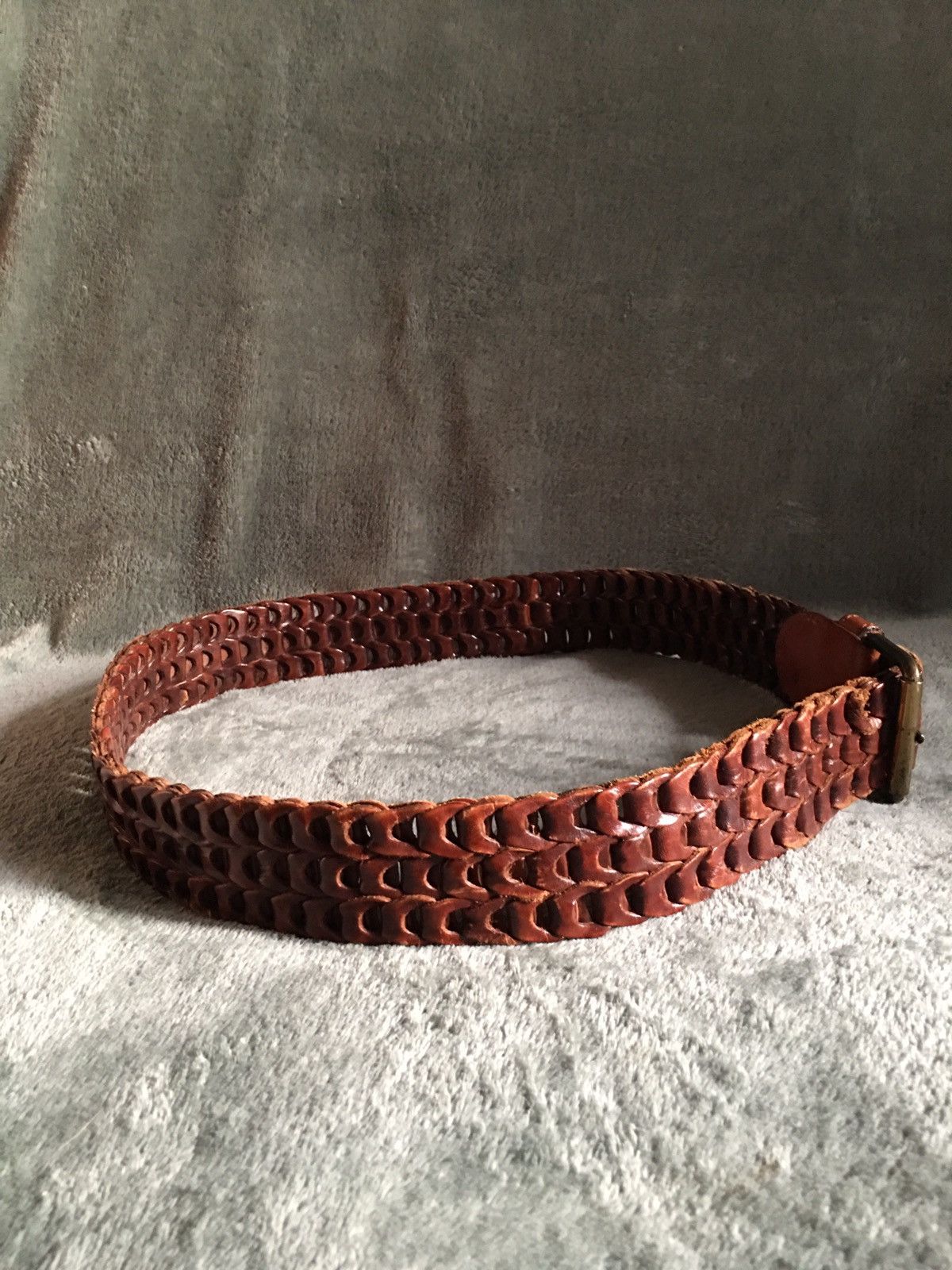 Moschino × Vintage MOSCHINO Jeans Vintage Brown Beaded Leather Italy Belt 80 Size 34 - 8 Thumbnail