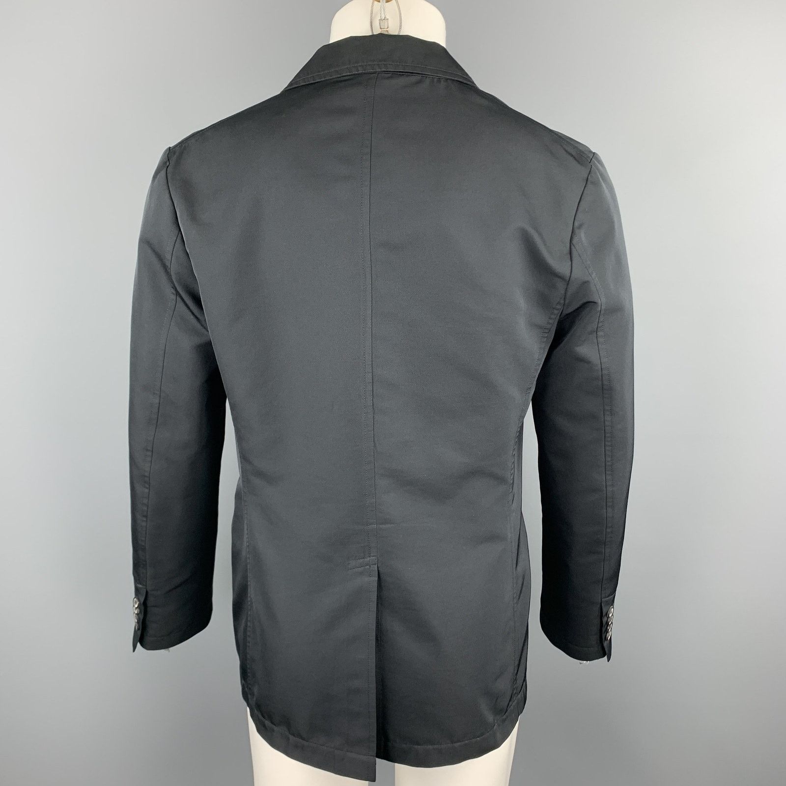 Lanvin LANVIN Size 38 Black Polyester / Wool Notch Lapel Sport Coat Size 38R - 4 Thumbnail