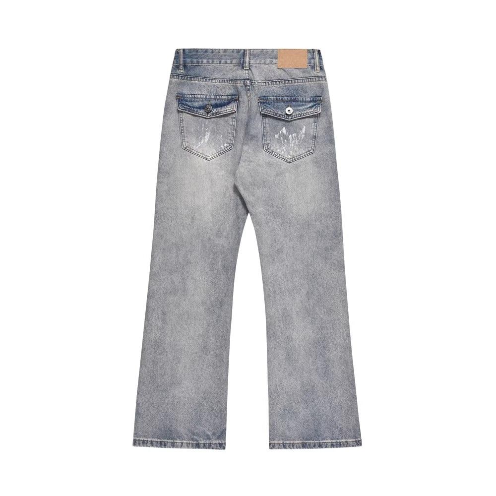 Japanese Brand × Jean Men's American ink-splashed flared wide-leg jeans Size US 32 / EU 48 - 2 Thumbnail