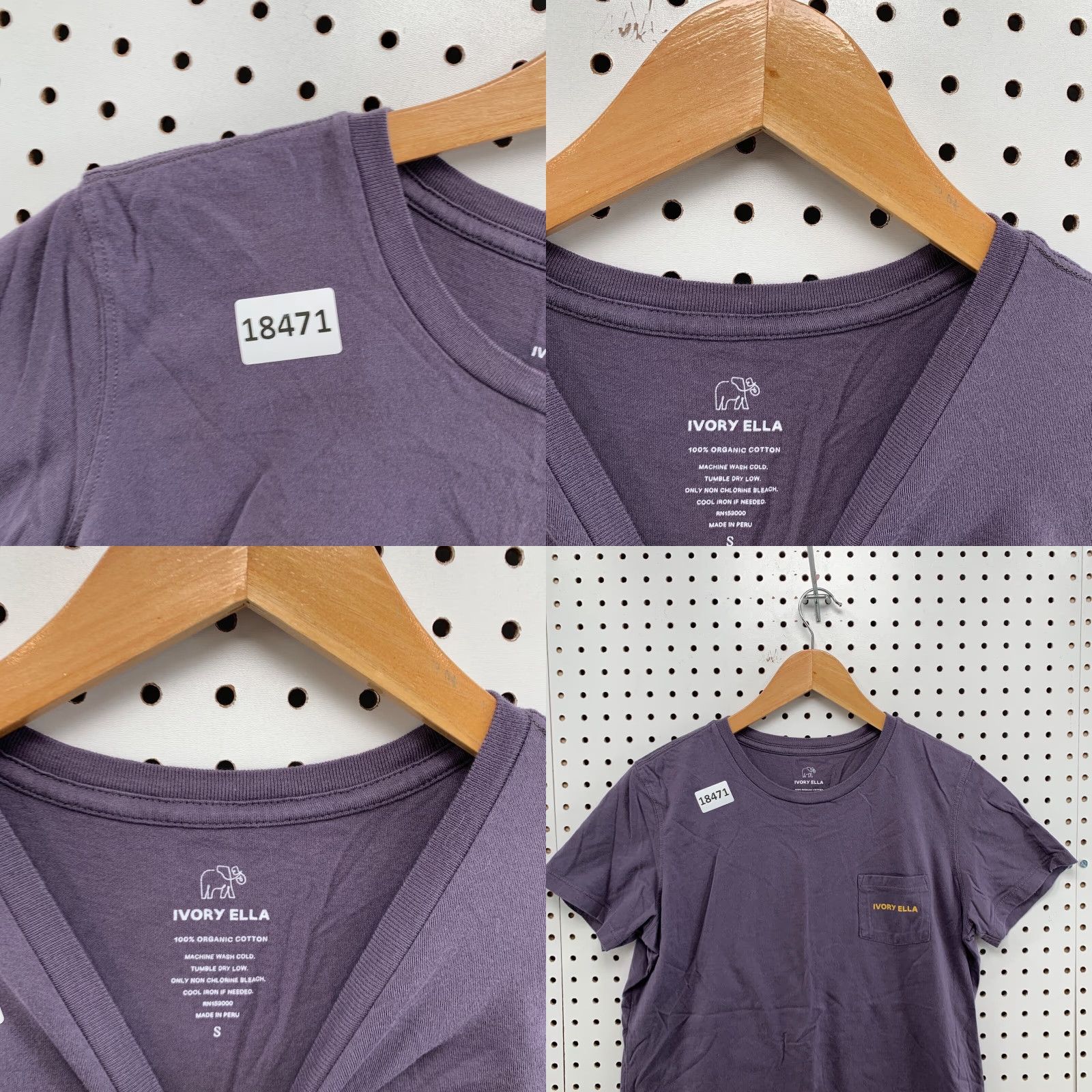 Vintage Vintage Ivory Ella Women's T-Shirt Purple Yellow Elephant Short Sleeve V-Neck Small Size S / US 4 / IT 40 - 8 Thumbnail
