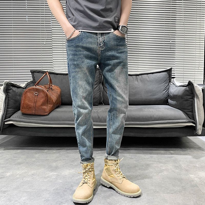 Japanese Brand Retro men's slim fit trendy casual distressed jeans Size US 32 / EU 48 - 3 Thumbnail