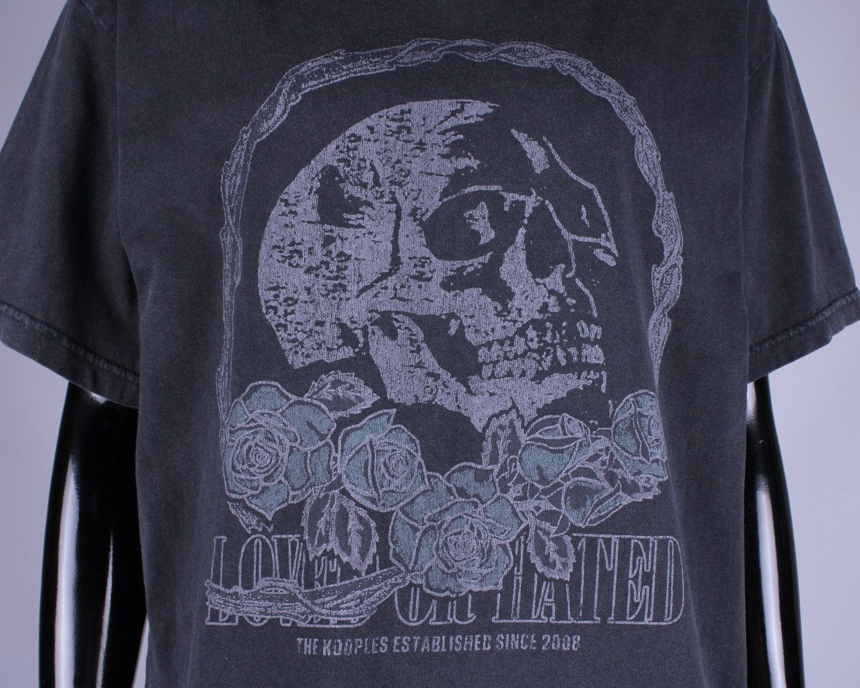 The Kooples The KOOPLES Garment Dyed Washed Gray/Black T-Shirt Size M / US 6-8 / IT 42-44 - 4 Thumbnail
