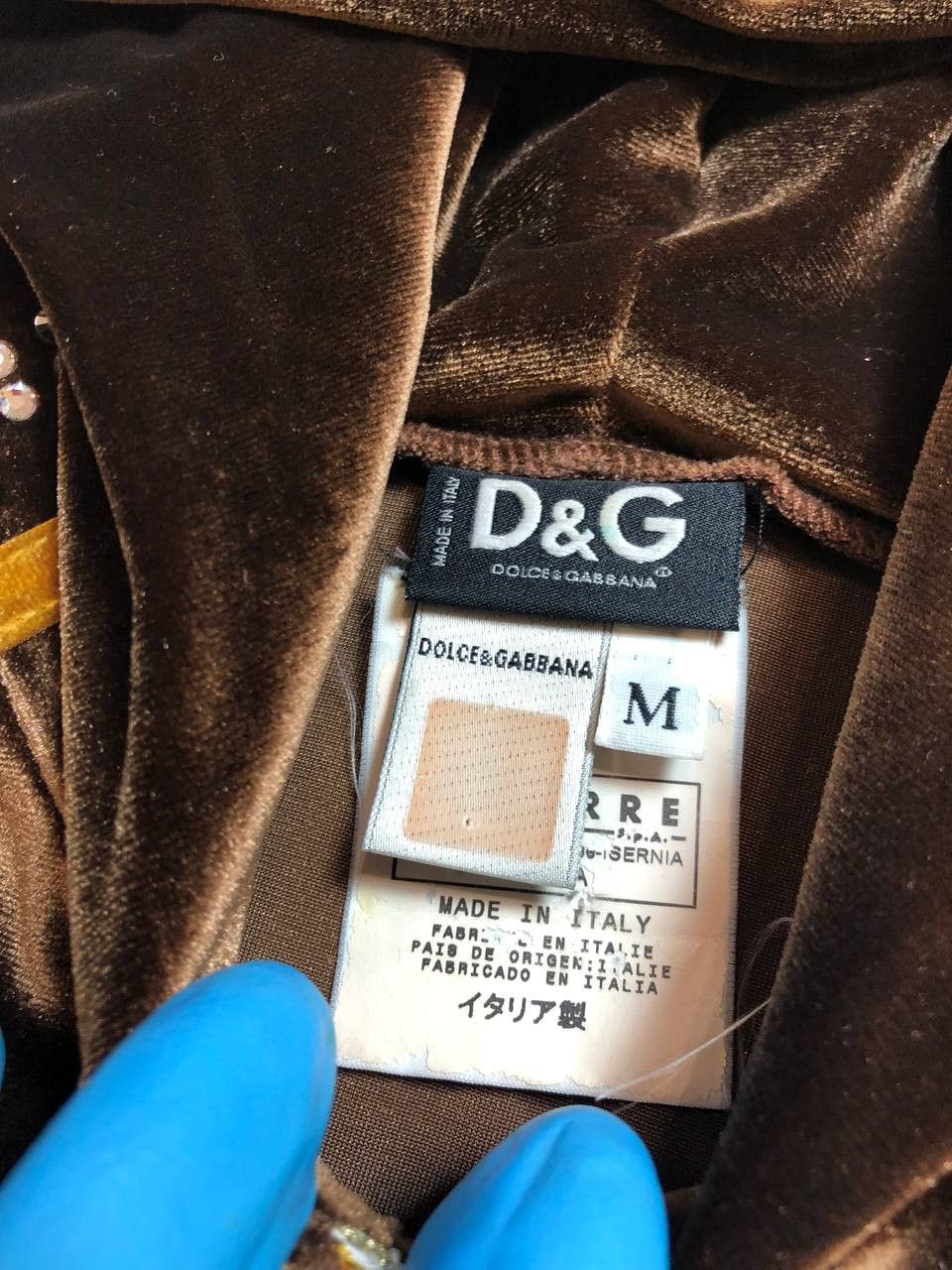 Dolce & Gabbana Dolce & Gabbana Brown Velour Rhinestone Logo Hoodie Size M / US 6-8 / IT 42-44 - 2 Thumbnail