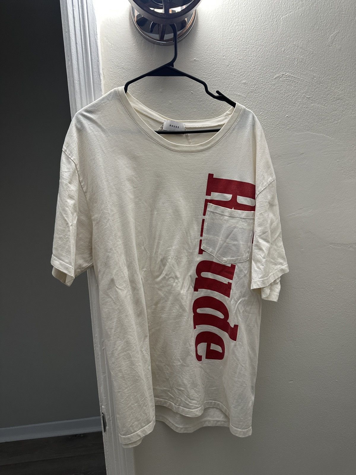 Rhude Rhude cream oversized tee - red rhude logo Size US XL / EU 56 / 4 - 1 Thumbnail