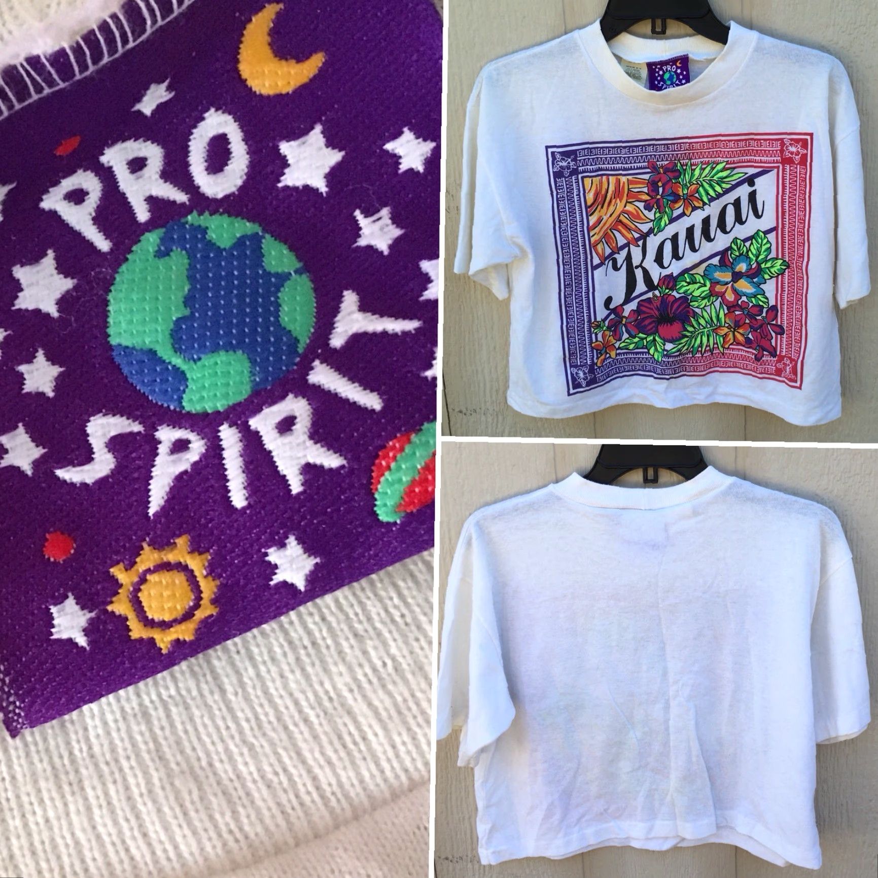 ESPIRIT VINTAGE Pro Spirit Shirt Unisex S Ivory 80s 90s Kauai Crop Top T-Shirt Made In USA Half Shirt Graphic Tee Sportswear/Beach Size US S / EU 44-46 / 1 - 7 Thumbnail