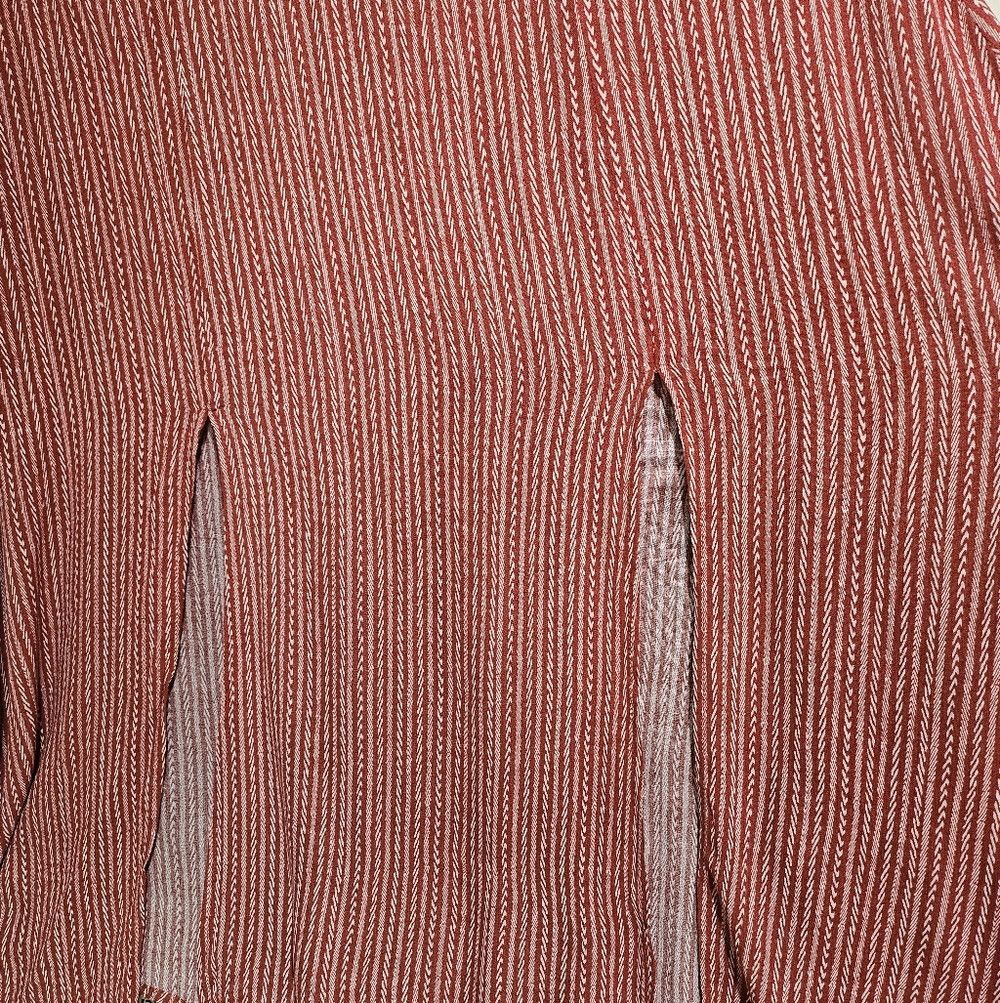 Other Hayden LA Rust Red Cream Striped Boho Short Sleeve Maxi Dre Size L / US 10 / IT 46 - 4 Thumbnail