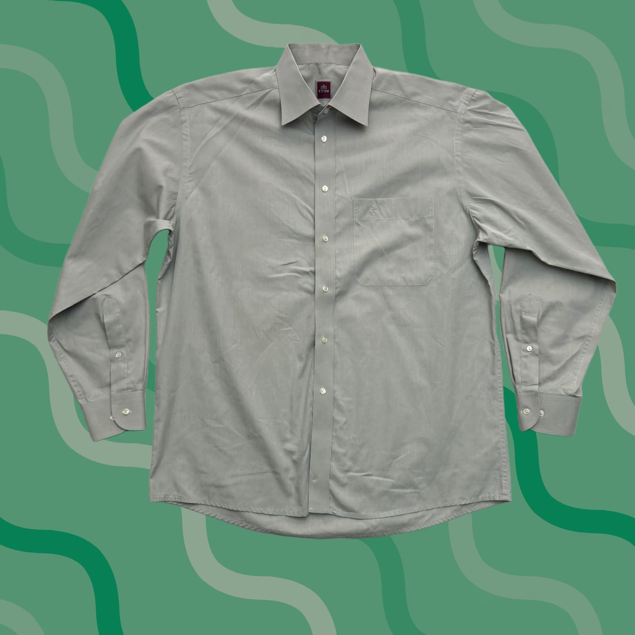 Eton Eton Shirt Mens XL Gray Solid Spread Collar Dress Button Up Shirt Size 42R - 1 Thumbnail