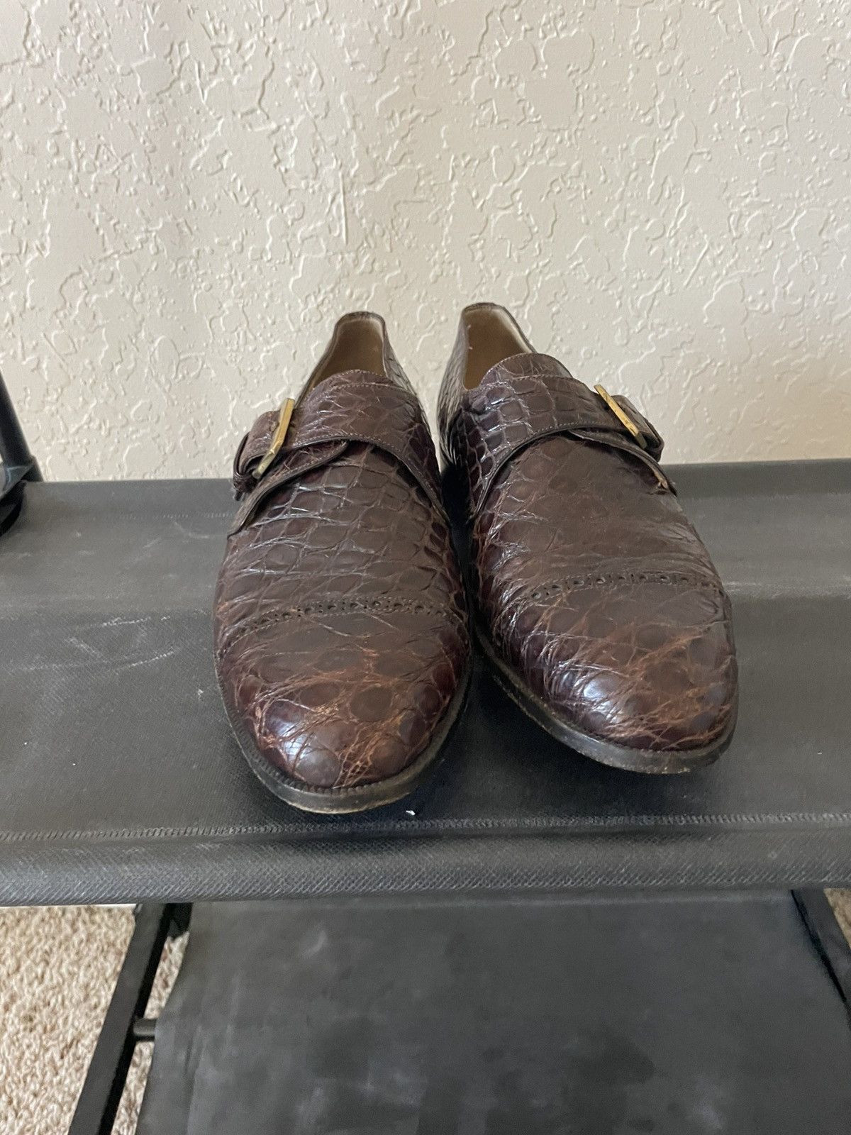 Fratelli Rossetti Crocodile Monk strap cap toe dress shoes Size US 8 / EU 41 - 2 Thumbnail