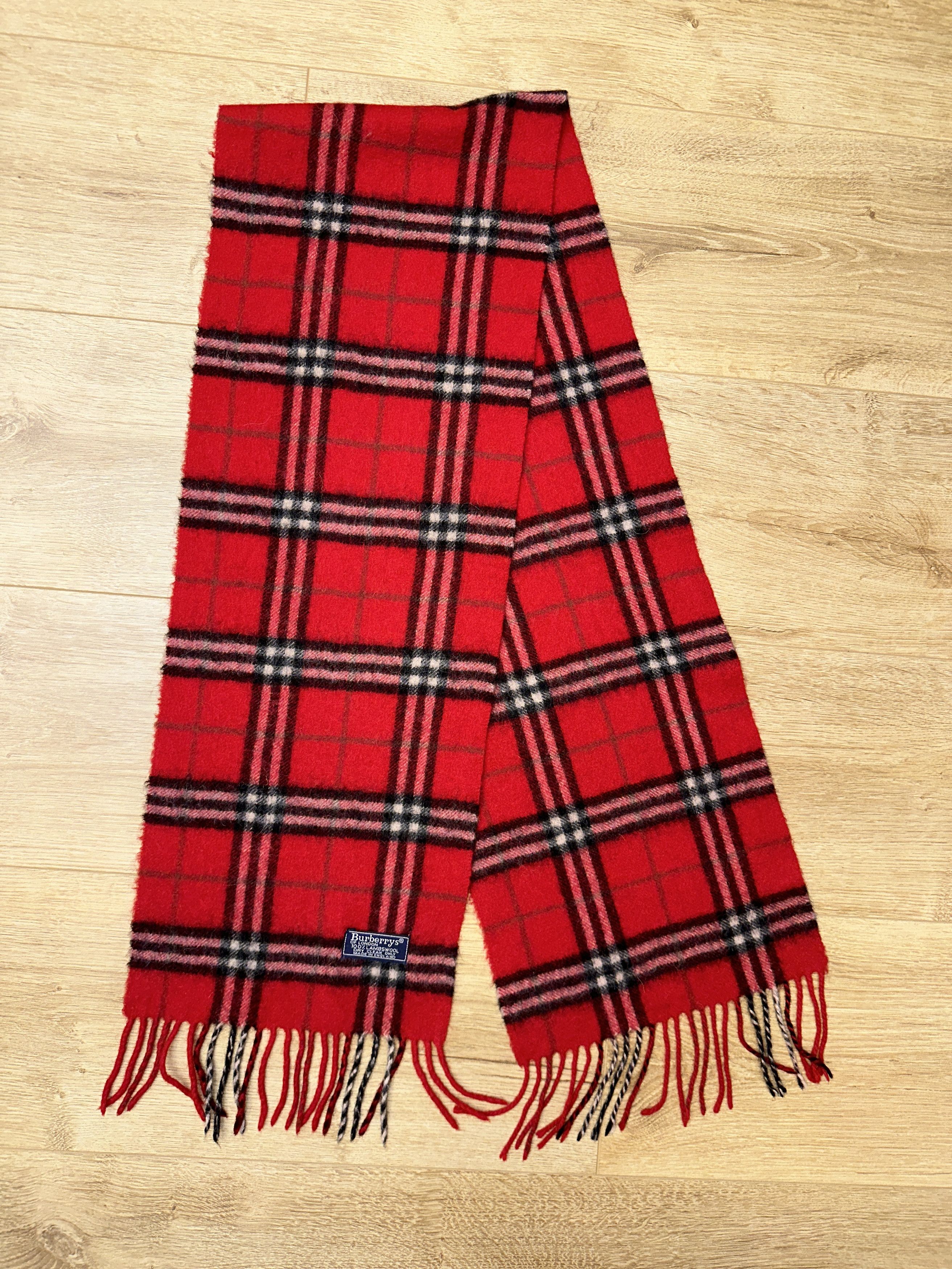 Burberry Iconic Burberrys Red Nova Check Scarf 150x23cm Size ONE SIZE - 1 Thumbnail