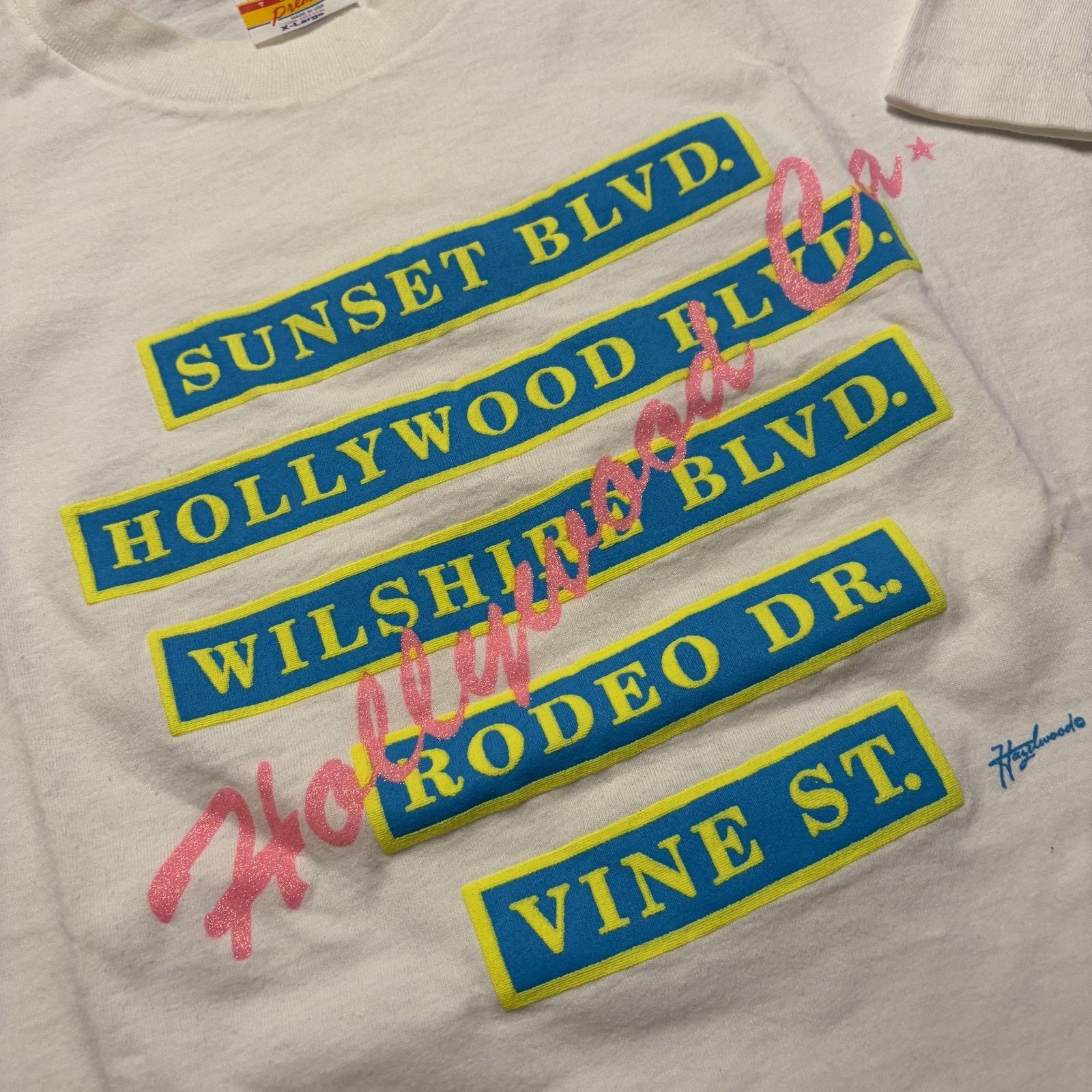 Vintage Vtg Hazelwood Hollywood Blvd Shirt Mens XL White Street USA Size US XL / EU 56 / 4 - 4 Thumbnail