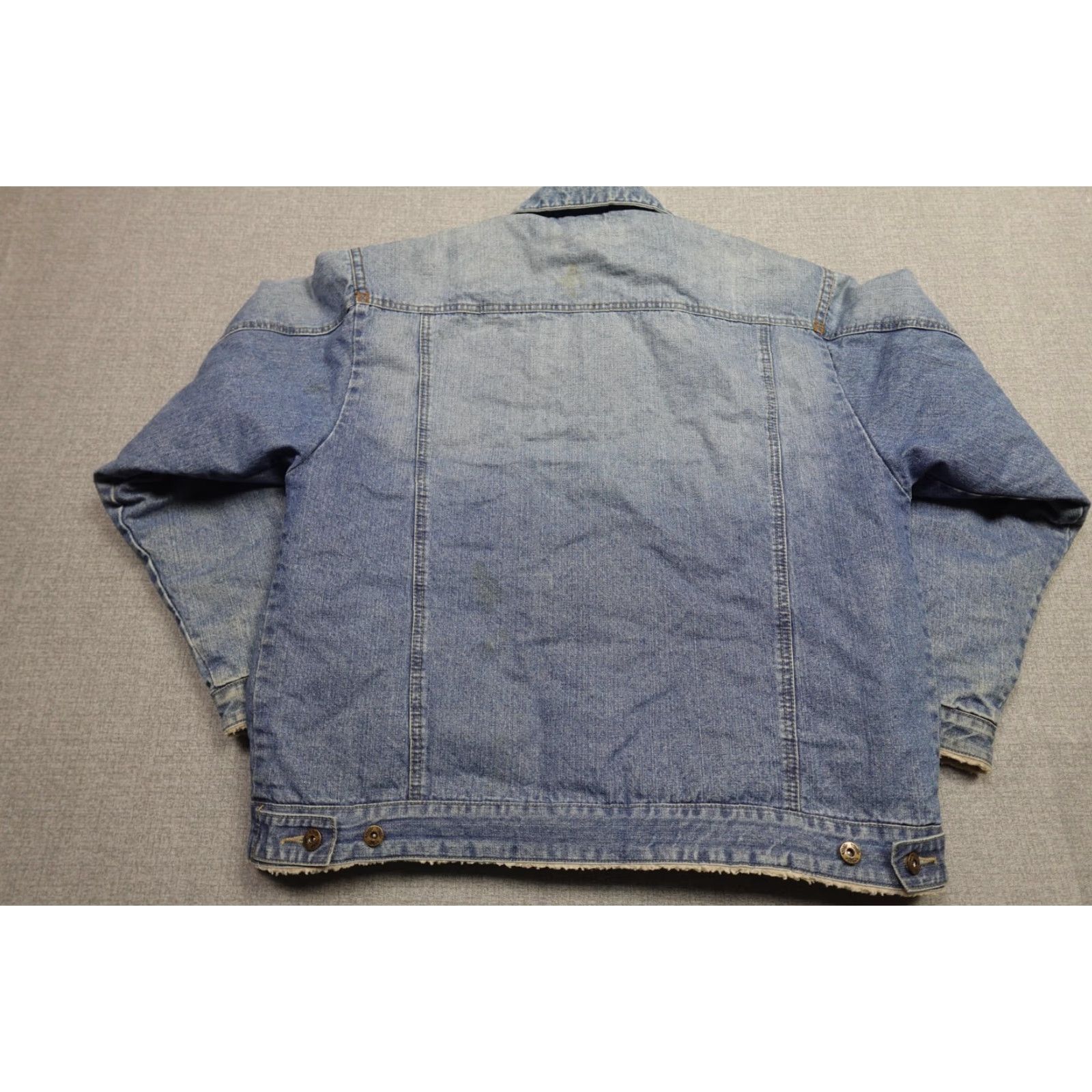 Denime VINTAGE Skate Denim Jacket Mens 2XL Blue Light Wash Sherpa Lined Bomber Jacket Casual Winter Size US XXL / EU 58 / 5 - 5 Thumbnail