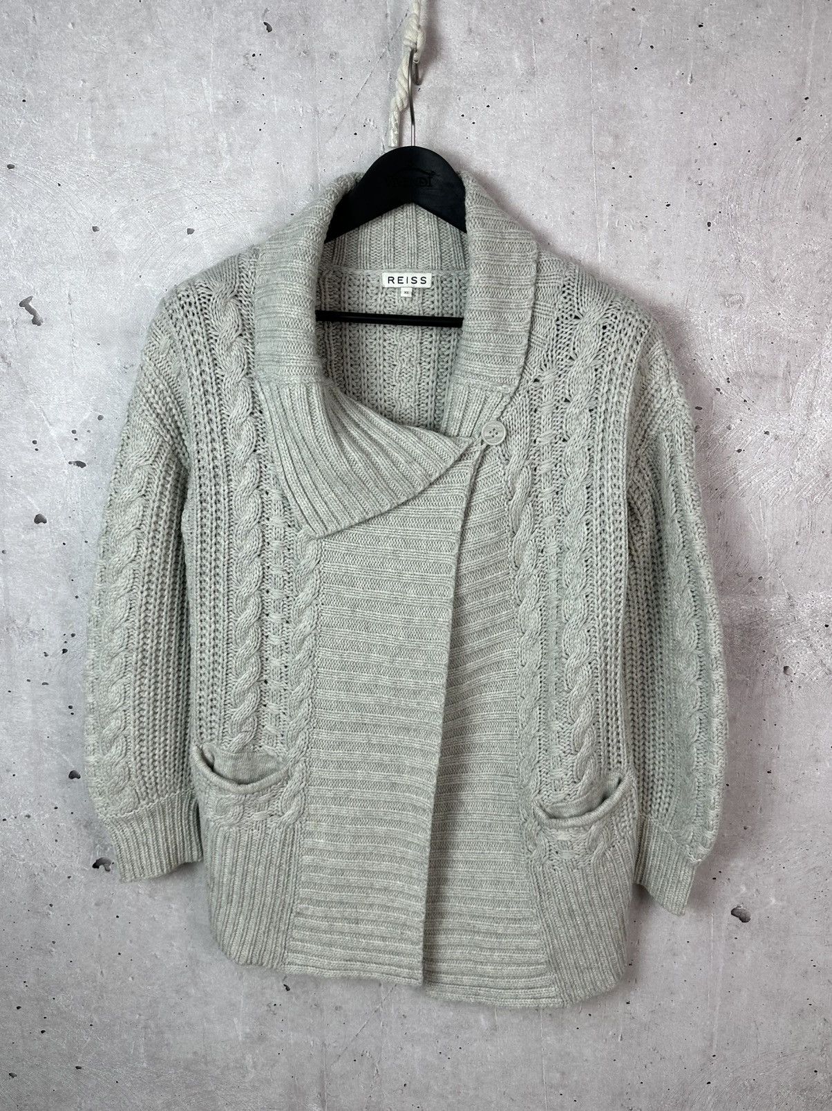 Reiss Reiss Wool Knit Long Sleeve Light Grey Cardigan Sweater Size XS / US 0-2 / IT 36-38 - 7 Thumbnail