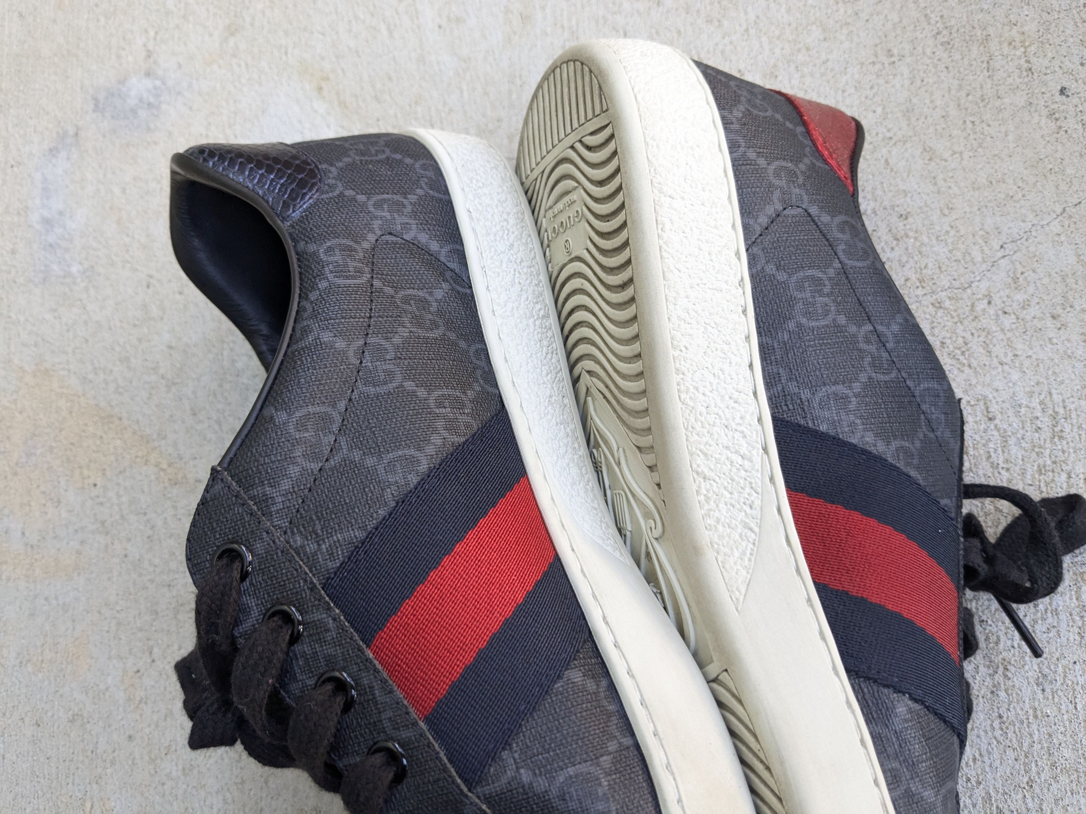 Gucci Gucci Ace Sneakers Monogram Camvas 9.5 Leather Low Tops Size US 9.5 / EU 42-43 - 11 Thumbnail