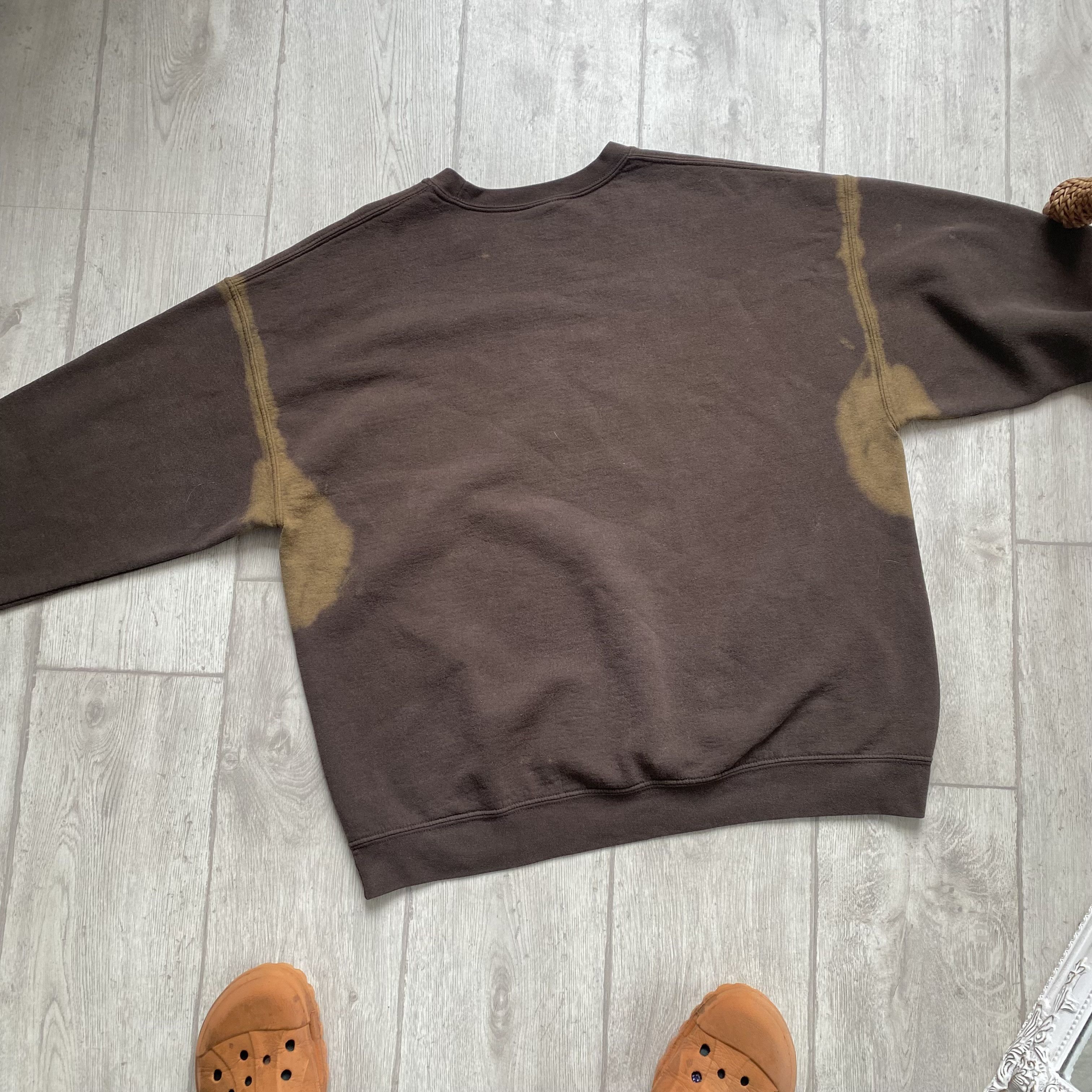Vintage 🔥RARE Vintage Custom Trashed Sun Faded Brown Sweatshirt Size US XL / EU 56 / 4 - 8 Thumbnail