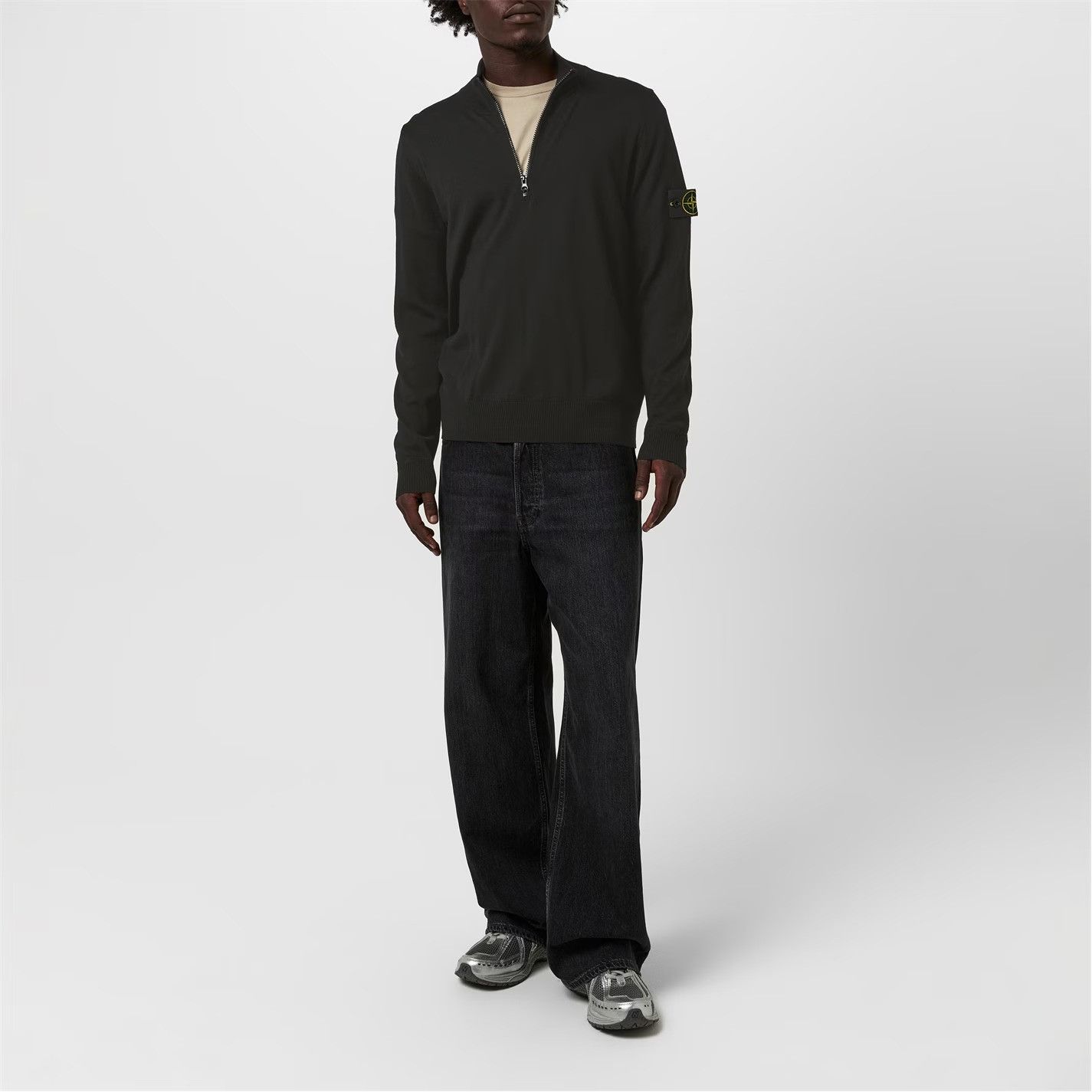 Stone Island o1g2r1mq0526 Quarter-Zip Knit Top in Nero Size US M / EU 48-50 / 2 - 3 Thumbnail