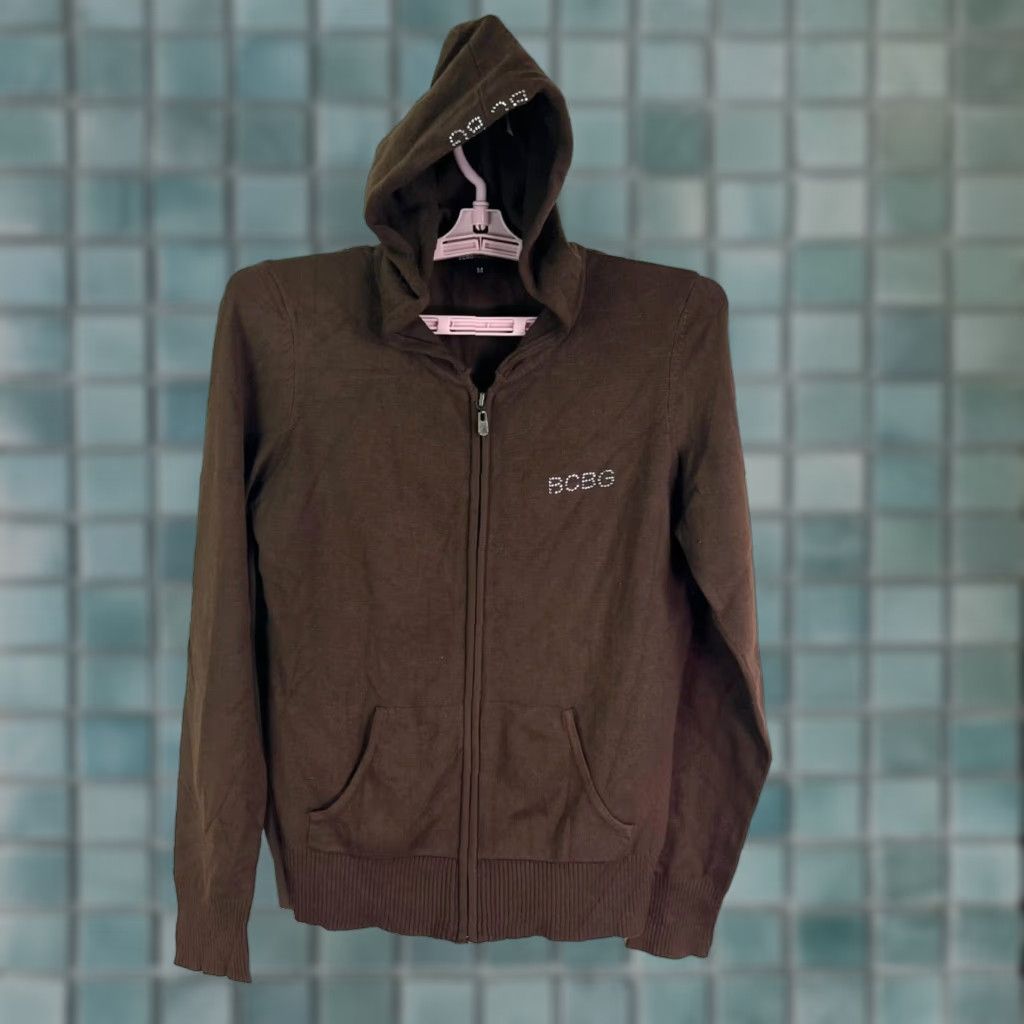 Bcbgmaxazria BCBGMAXAZRIA Rhinestone Hoodie Womens Size M Brown Full Zip Activewear 90s Size M / US 6-8 / IT 42-44 - 1 Thumbnail