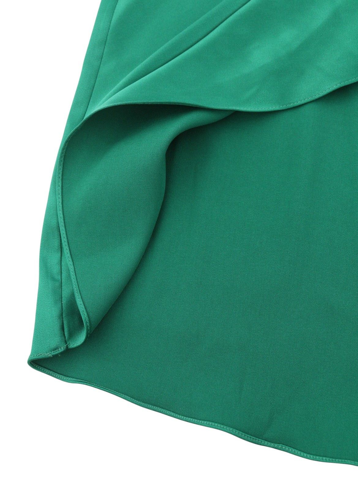 Sandro 36 S Green Ruffled Satin Effect Wrap Long Sleeve 88497 Size S / US 4 / IT 40 - 8 Thumbnail
