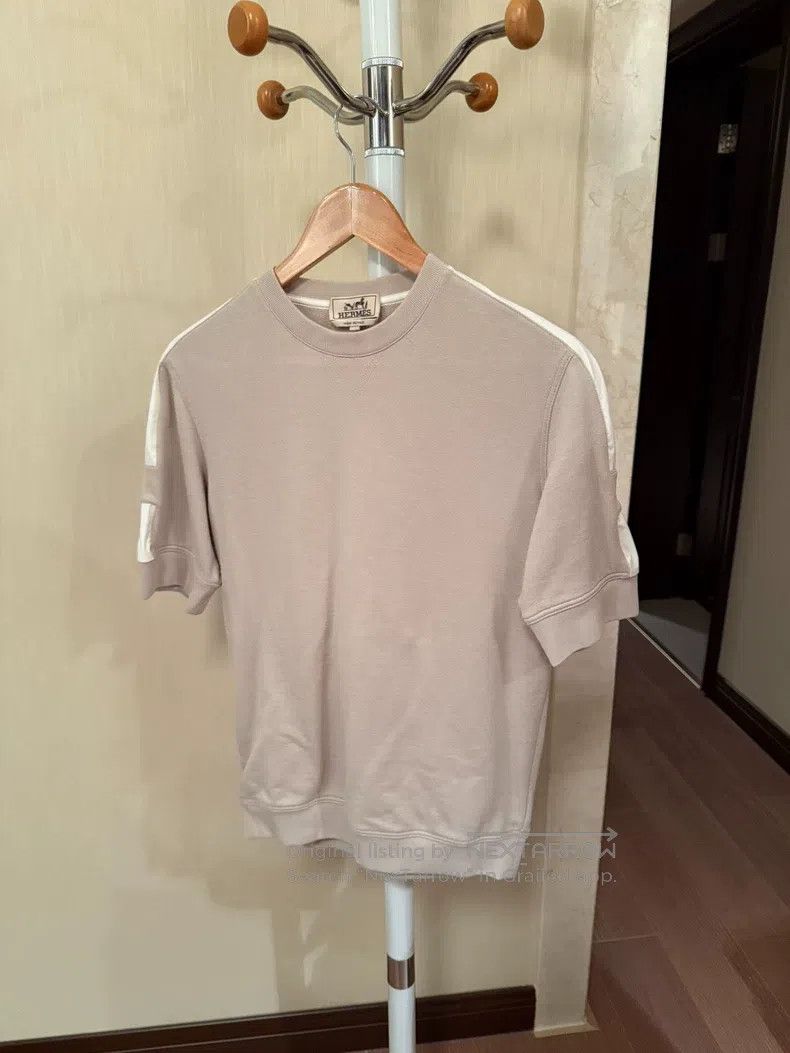 Hermes Hermes Short Sleeve T-Shirt + Light Khaki + 100% Cotton Fa Size S / US 4 / IT 40 - 1 Thumbnail