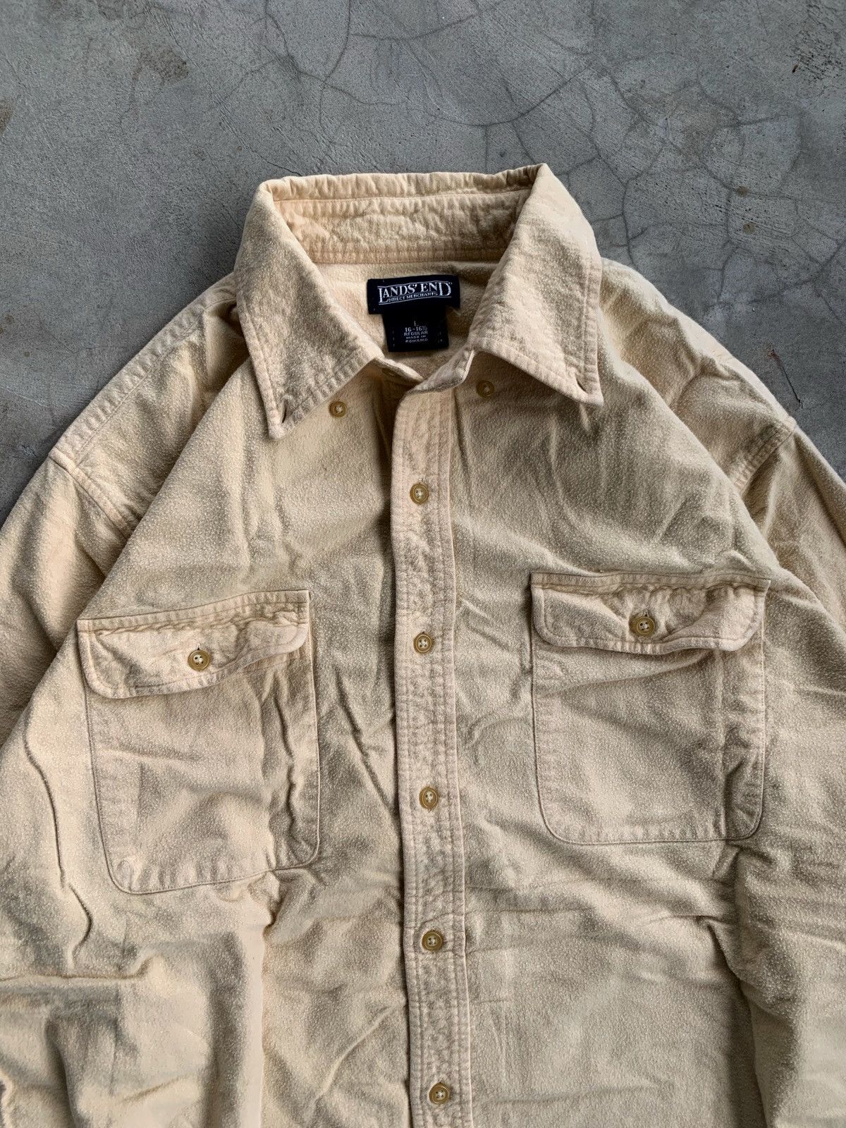 Vintage Cropped button up shirt double pocket lands’end boxy Size US L / EU 52-54 / 3 - 5 Thumbnail