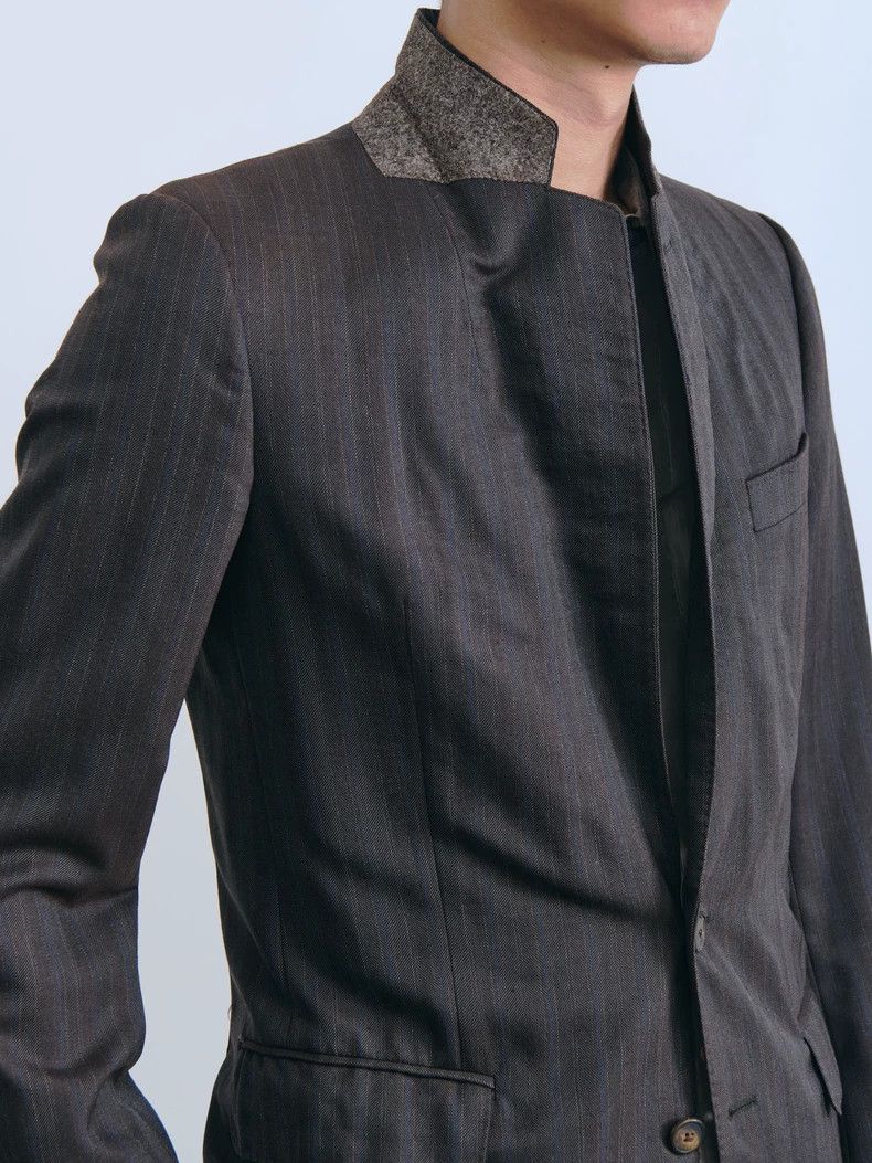 Dries Van Noten Dries Van Noten Brown Wool Stripe Blazer Size US XS / EU 42 / 0 - 1 Thumbnail