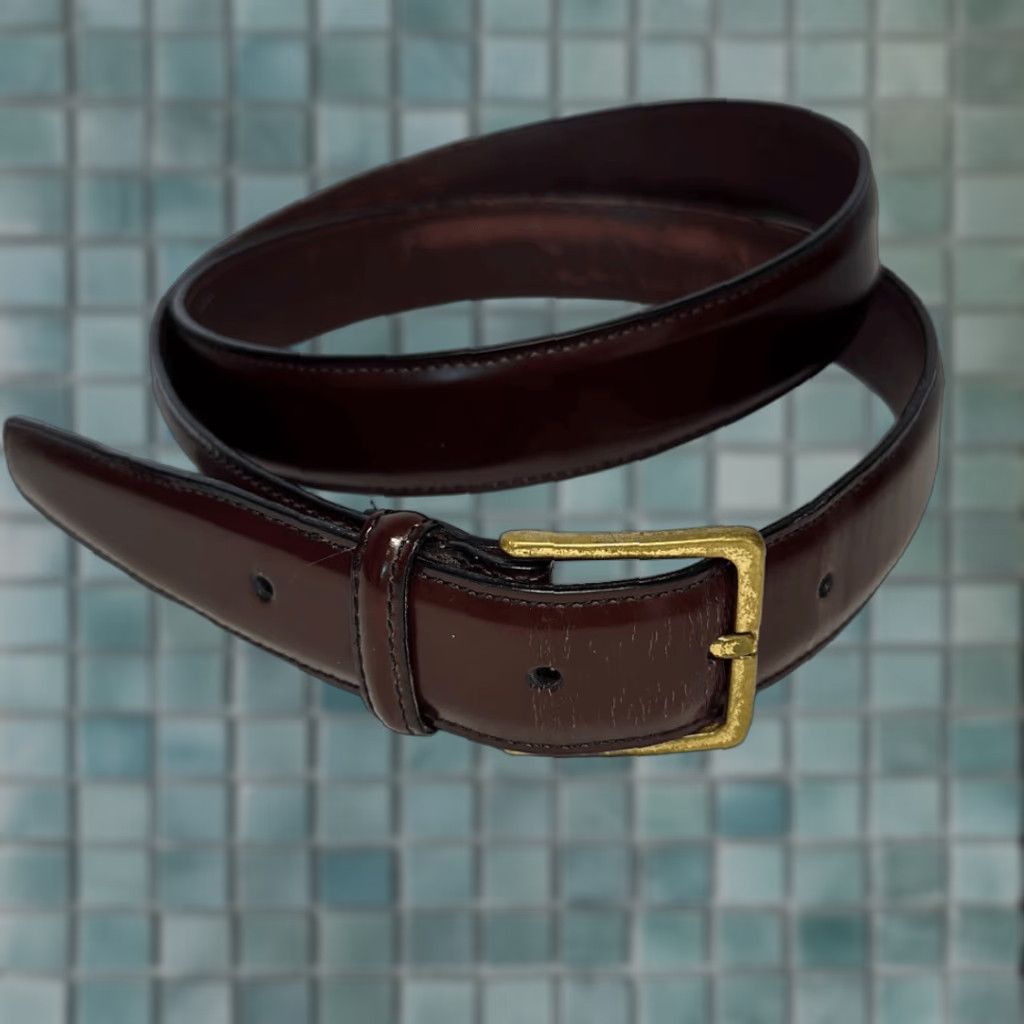 Brighton Brighton Belt Mens 40 Brown Solid Brass Buckle Leather English Calf Size 40 - 1 Thumbnail