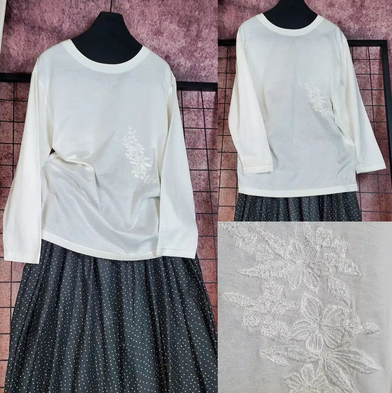 Dior Dior Long Sleeve Embroidered Cotton T-shirt 0089 Size M / US 6-8 / IT 42-44 - 1 Thumbnail