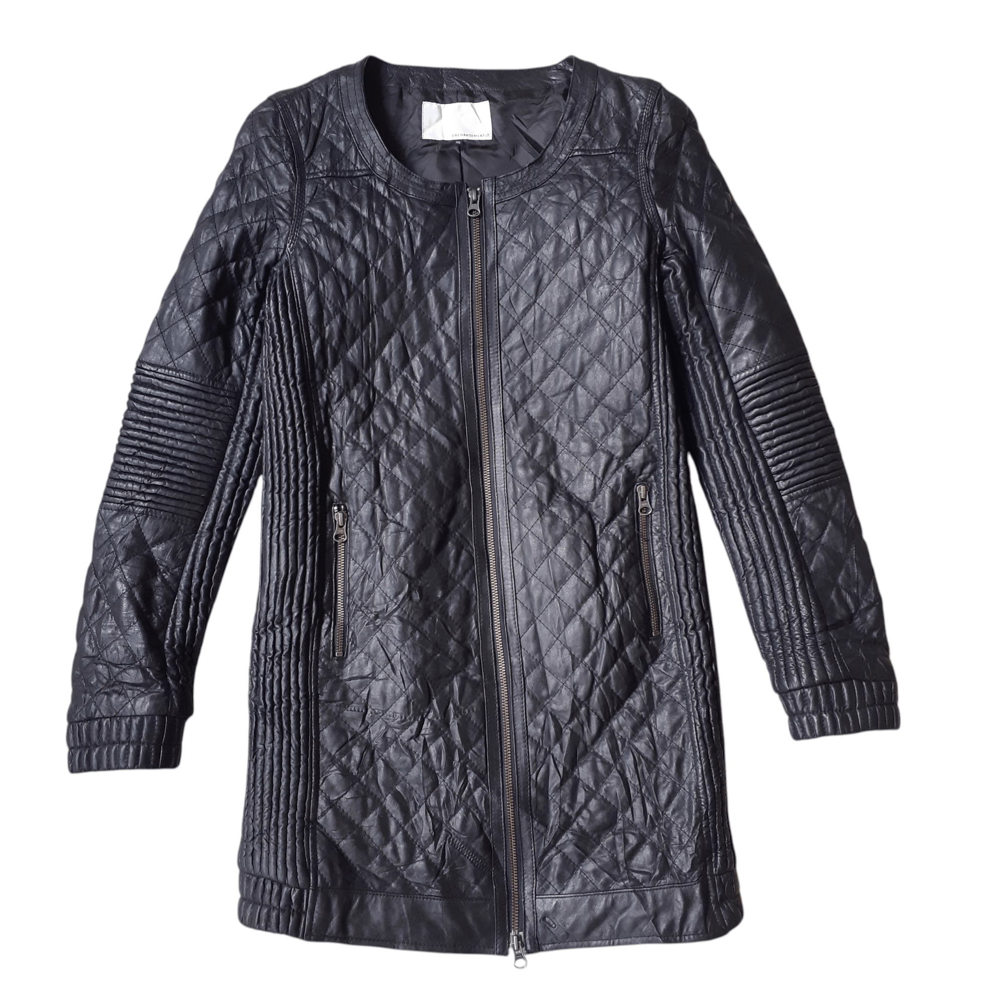 Enchantment Enchantement Japan Quilted Lambskin Leather Biker Jacket Size XS / US 0-2 / IT 36-38 - 1 Thumbnail