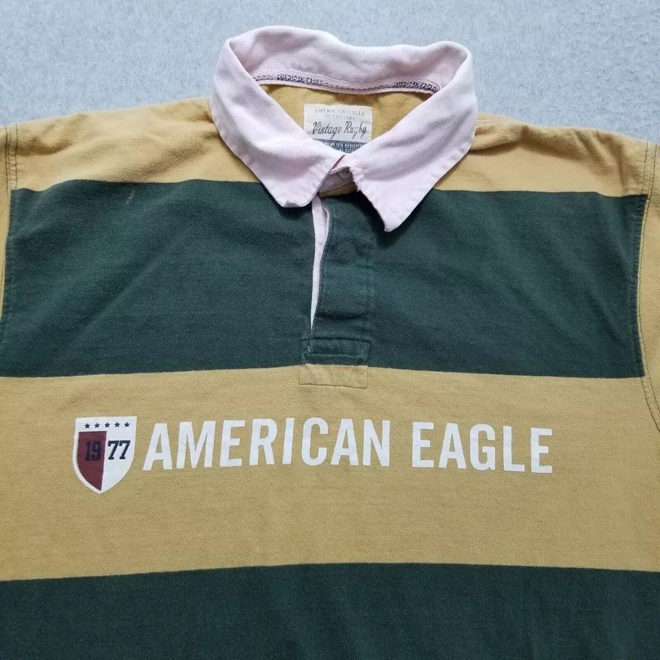 American Eagle Outfitters American Eagle Polo Shirt Mens Small Striped Cotton Size US S / EU 44-46 / 1 - 3 Thumbnail