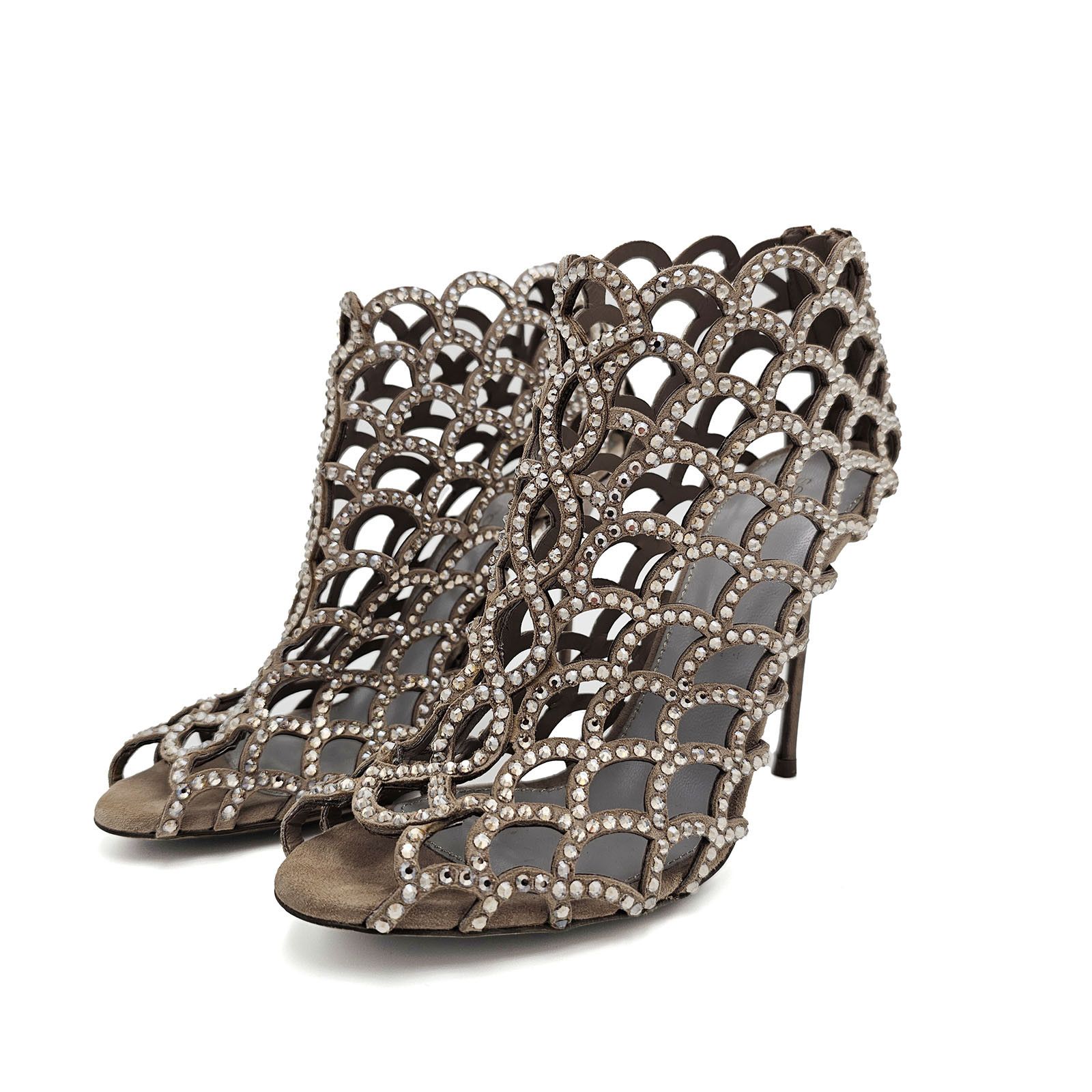Sergio Rossi Sergio Rossi Taupe Suede Crystal High Heels 36.5 US 6.5 Size US 6.5 / IT 36.5 - 3 Thumbnail