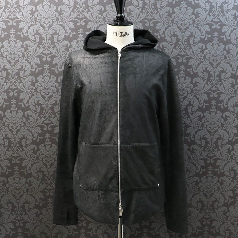 image of Chrome Hearts Leather Zipper Cashmere Jacket in Black, Men's (Size Large)