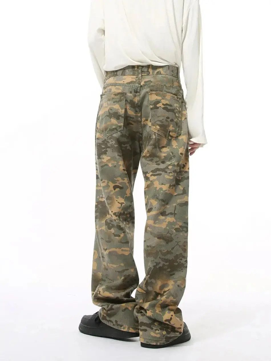 Japanese Brand Retro camouflage straight leg wide leg jeans Size US 32 / EU 48 - 3 Thumbnail