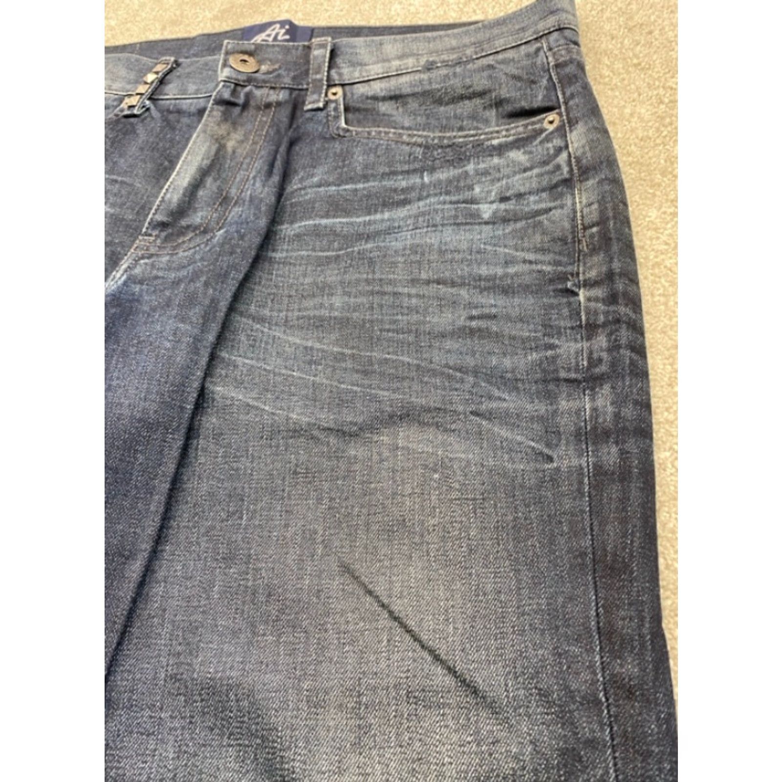 Denime VINTAGE Authentic Icon Jeans Mens 36x30 Blue Denim Studded Straight Leg 5577 Size US 36 / EU 52 - 5 Thumbnail