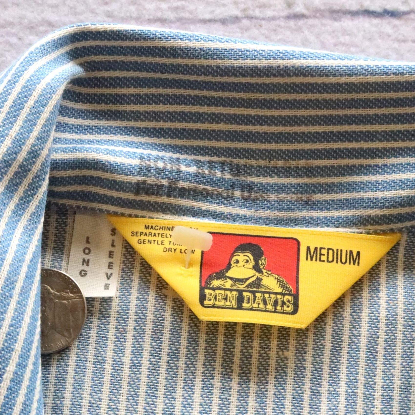 Ben Davis VINTAGE Ben Davis Long Sleeve Work Shirt Union Made in USA Yellow Tag M Blue Shirt Mens Size US M / EU 48-50 / 2 - 7 Thumbnail