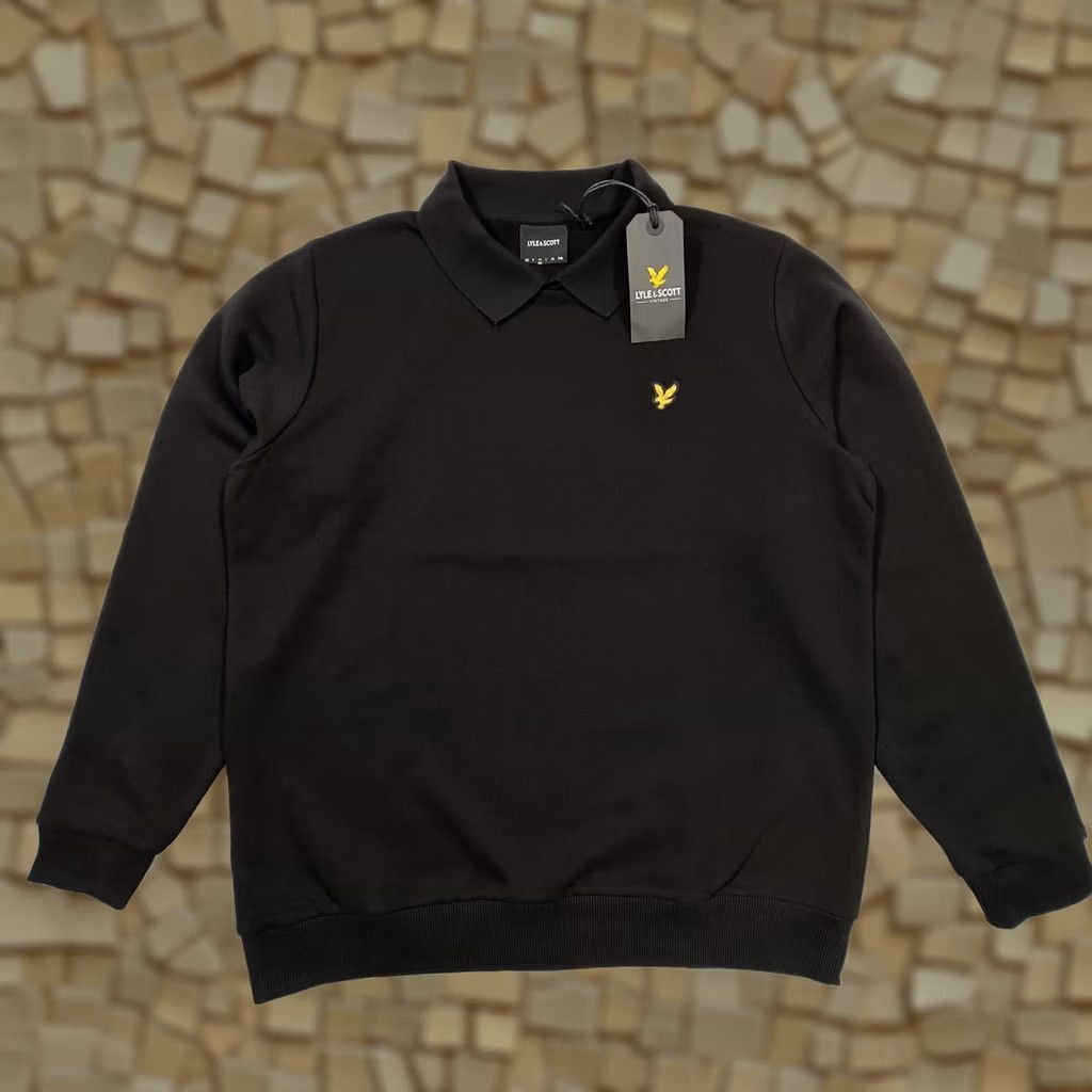 Lyle & Scott Lyle & Scott Mens Sweatshirt Black Medium Collared Neck Pullover Logo Size US M / EU 48-50 / 2 - 1 Thumbnail