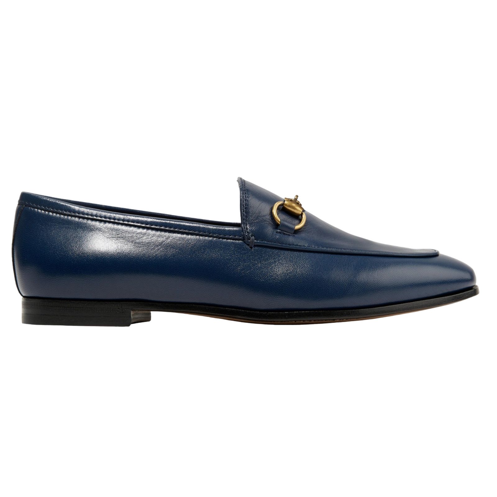 Gucci Gucci New Jordaan Blue Leather GG Logo Horsebit Loafer Size US 5 / IT 35 - 1 Thumbnail