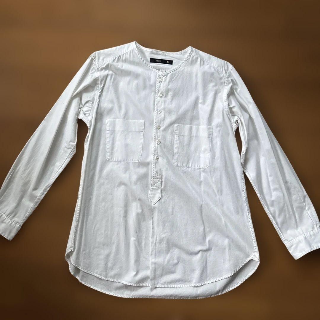 KLASICA Collarless White Button Shirt Size US L / EU 52-54 / 3 - 1 Thumbnail