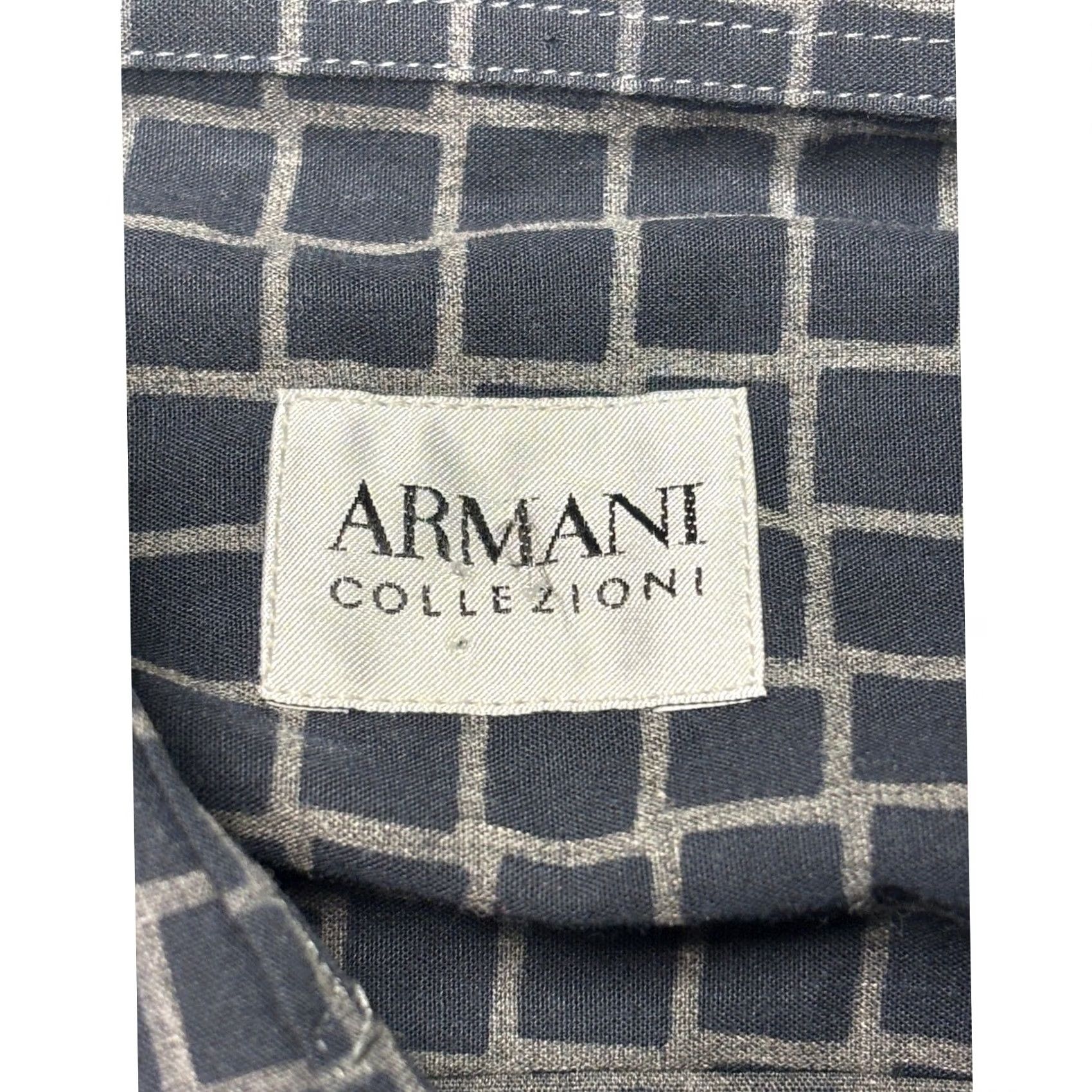 Armani NWT Armani Collezioni Mens Grid Print Long Sleeve Button Down Shirt Grey M Size US M / EU 48-50 / 2 - 5 Thumbnail