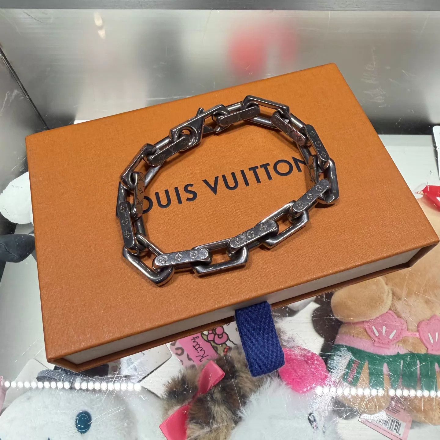 Louis Vuitton LV Monogram Silver Bamboo Cuban Link Bracelet L Size ONE SIZE - 2 Thumbnail