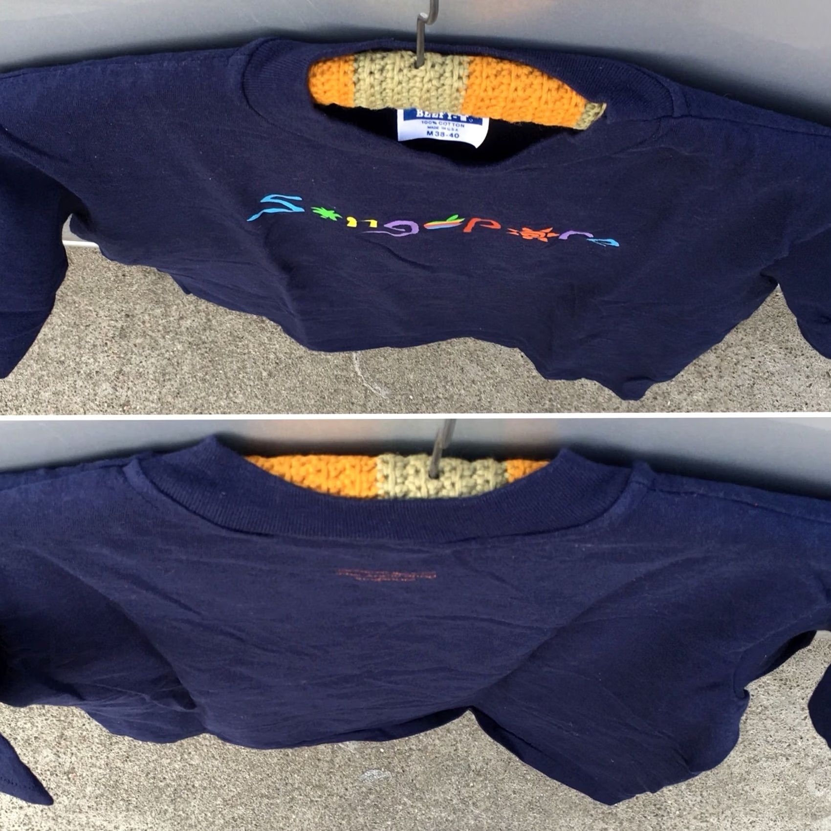 Hanes VINTAGE Hanes Beefy-T T-Shirt 80s 1980s Rainbow Apple Singapore The Apple Shop Mens M Blue Graphic Tee Shoes? Size US M / EU 48-50 / 2 - 6 Thumbnail