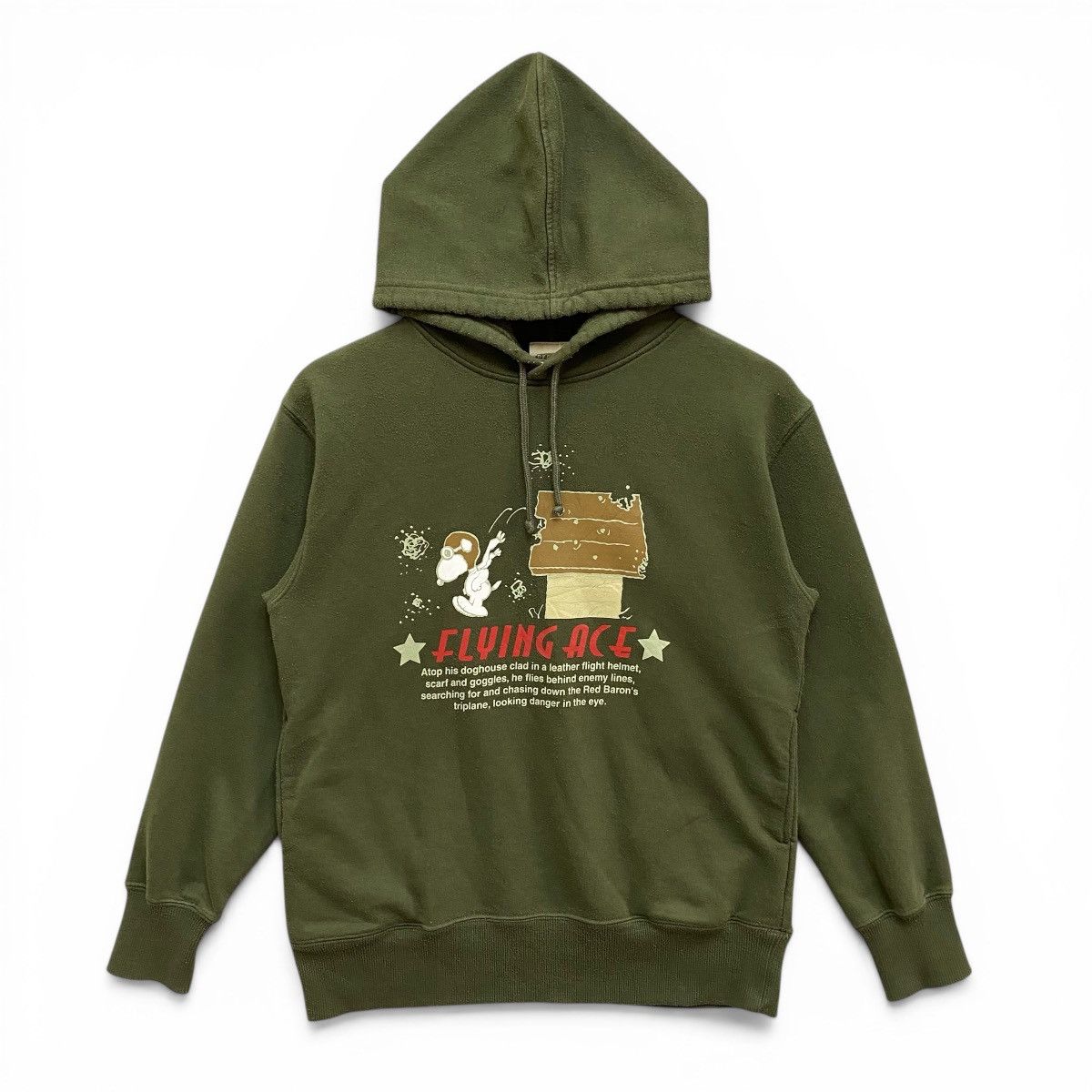 Peanuts Vintage Snoopy Hoodie Peanuts Flying Ace Olive Green Size US L / EU 52-54 / 3 - 1 Thumbnail