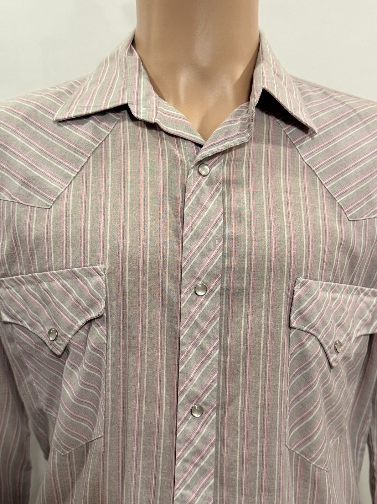 Vintage Men’s 1970’s Striped Western Snap Shirt Size US L / EU 52-54 / 3 - 5 Thumbnail