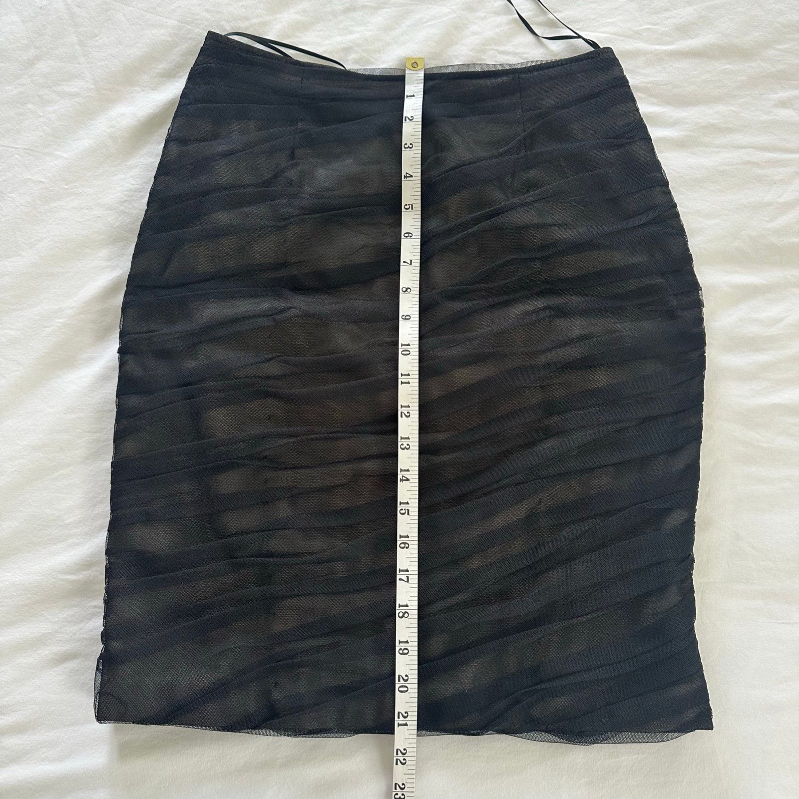 Other Teri Jon Black Ruched Tulle Pencil Skirt Size 8 Size 30" / US 8 / IT 44 - 4 Thumbnail