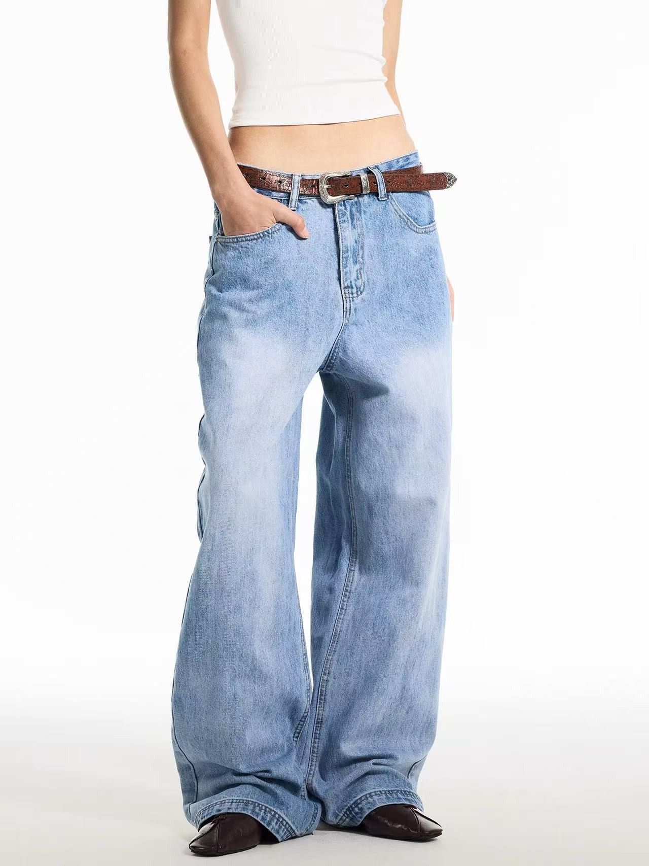 Vintage Retro washed cleanfit blue straight leg jeans for men Size US 32 / EU 48 - 4 Thumbnail