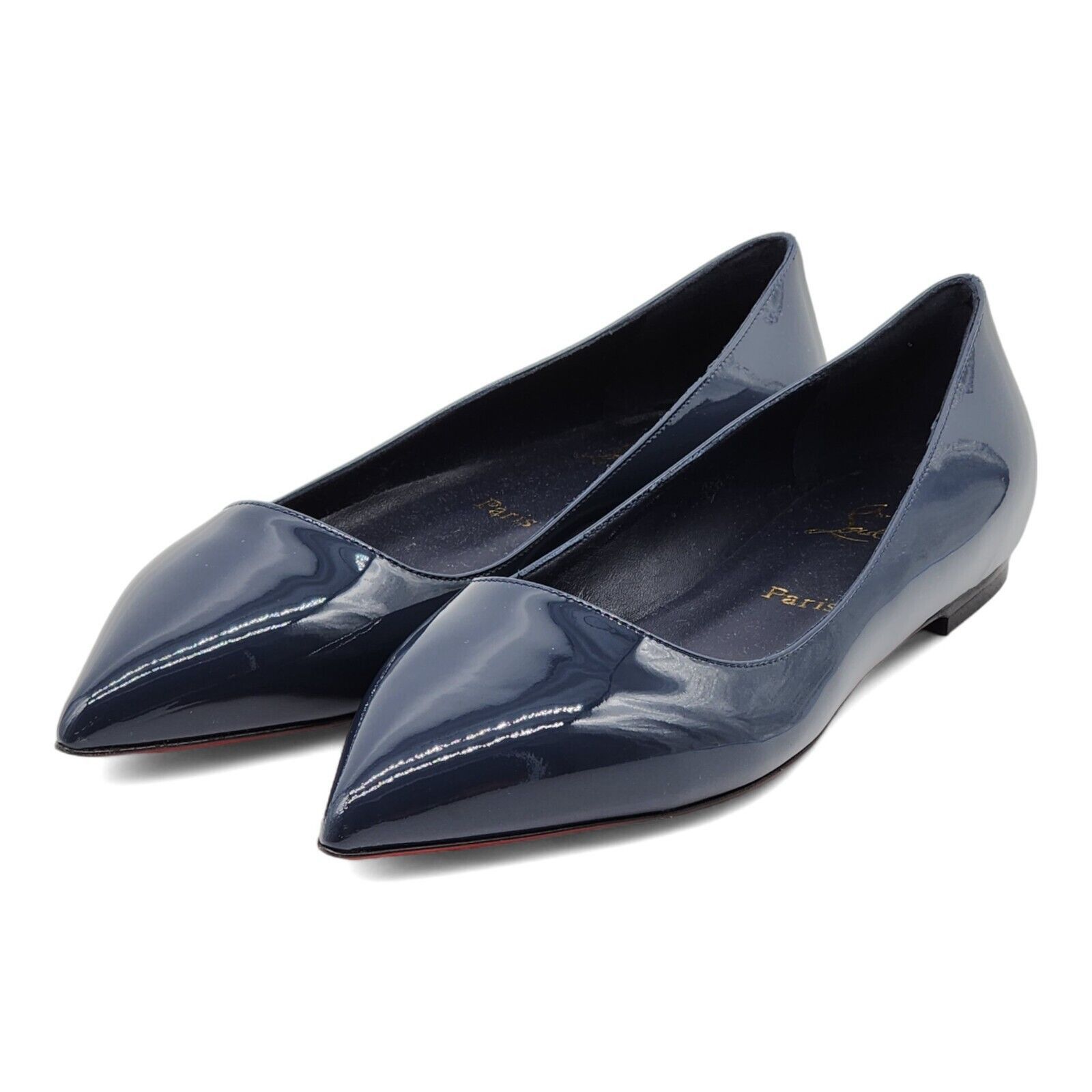 Christian Louboutin Shoes Ballalla Patent Leather Ballet Flats Blue 37.5 745 Grailed