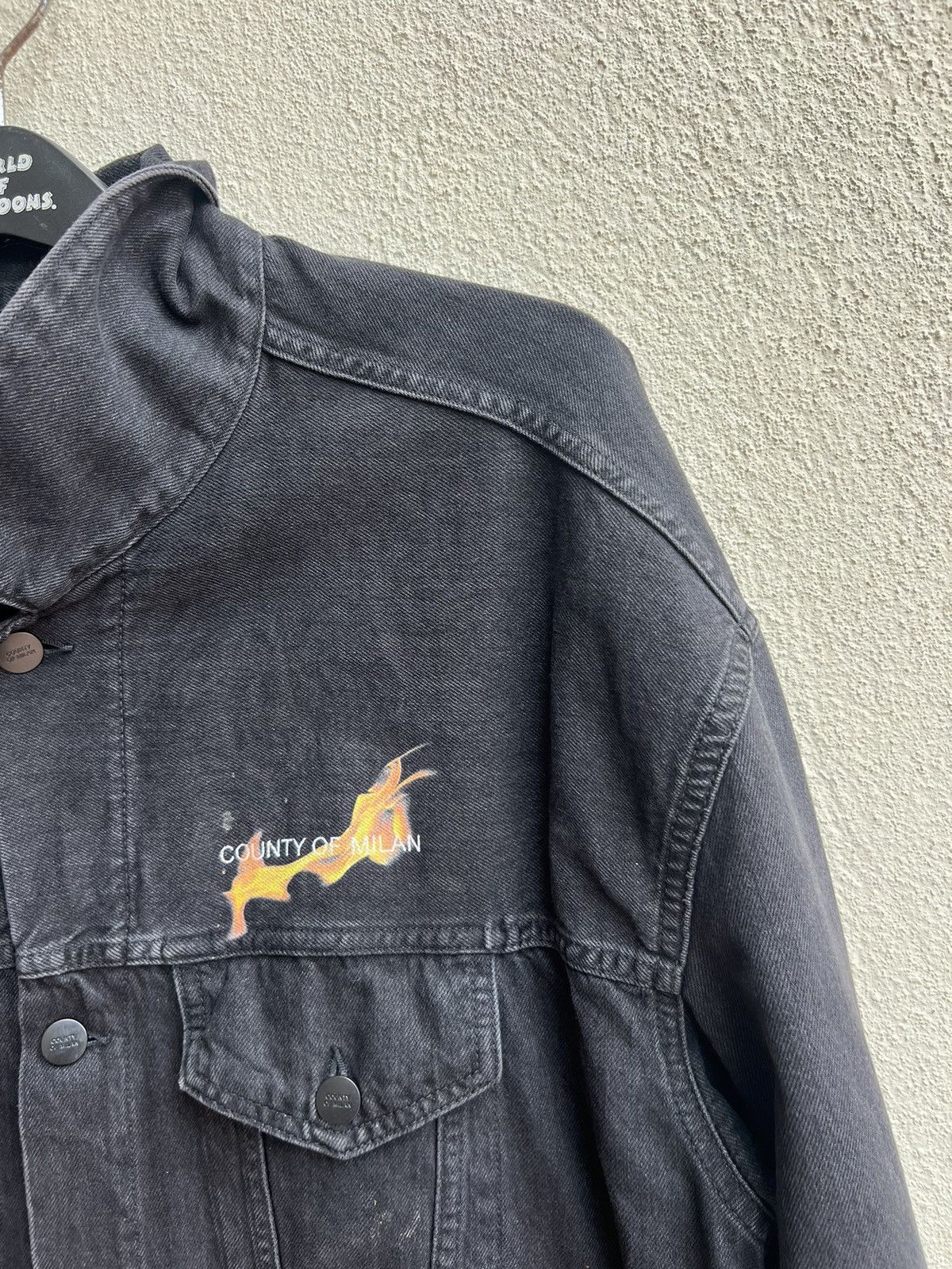 Marcelo Burlon Burning 🔥 Basketball Fade Black Denim Trucker Jacket Size US XXL / EU 58 / 5 - 7 Thumbnail