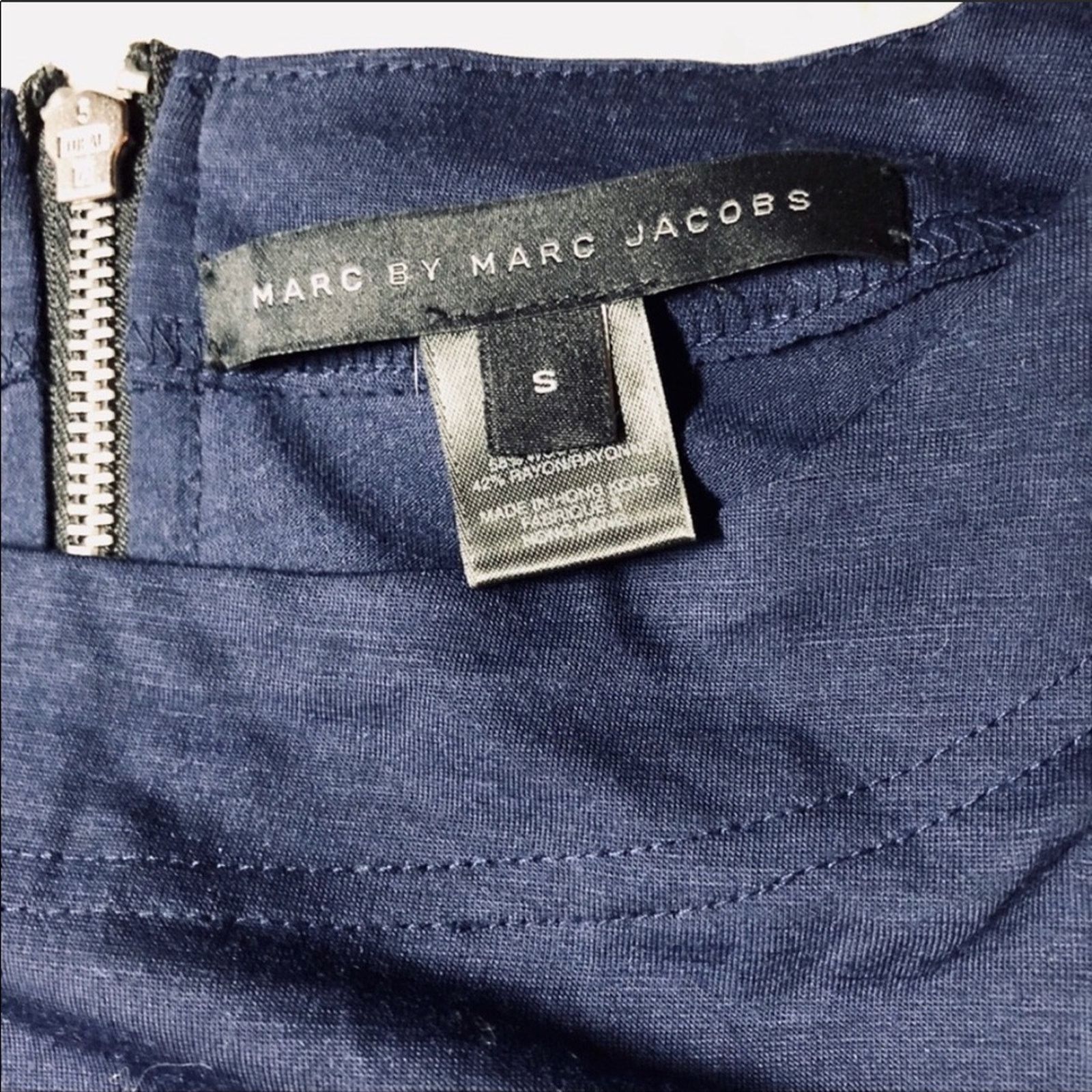 Marc by Marc Jacobs MARC JACOBS Black Navy Wool Pleated Crew Neck Mini Dress S Size S / US 4 / IT 40 - 6 Thumbnail
