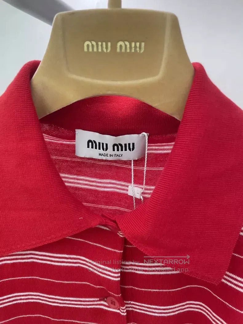 Miu Miu Miu Miu 36 Red striped polo shirt Size S / US 4 / IT 40 - 3 Thumbnail